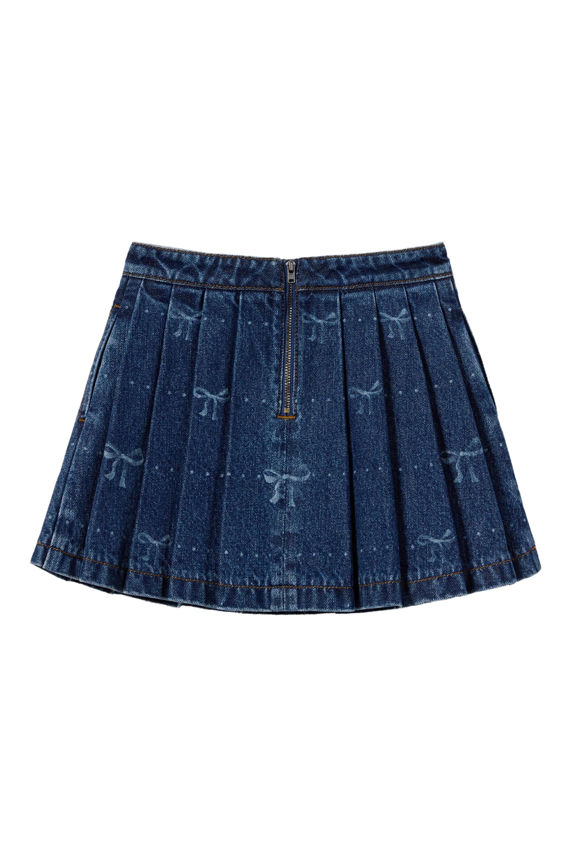 Kids Denim Bow Print Skirt