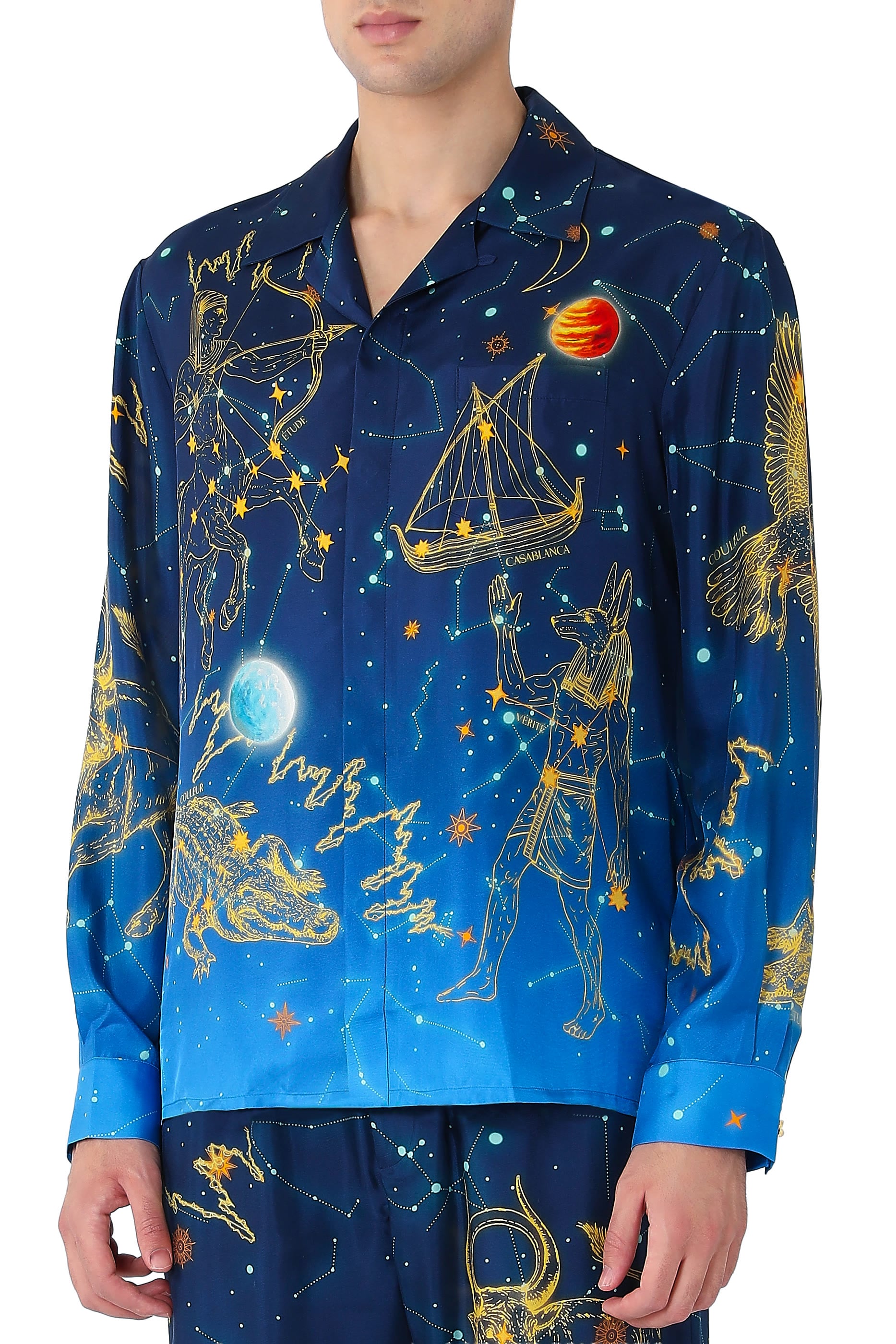  Astrology Long Sleeve Silk Shirt