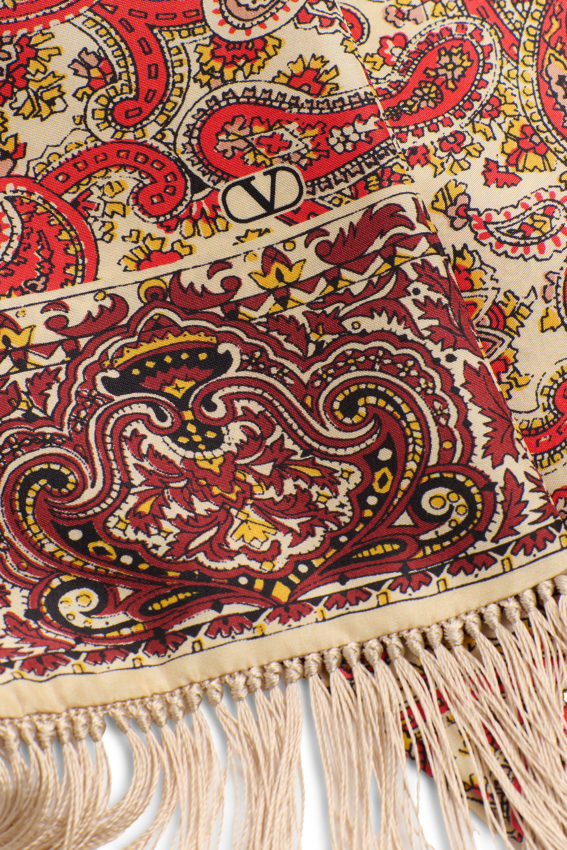 Voyage Imaginaire Silk Bandeau Scarf with Fringe