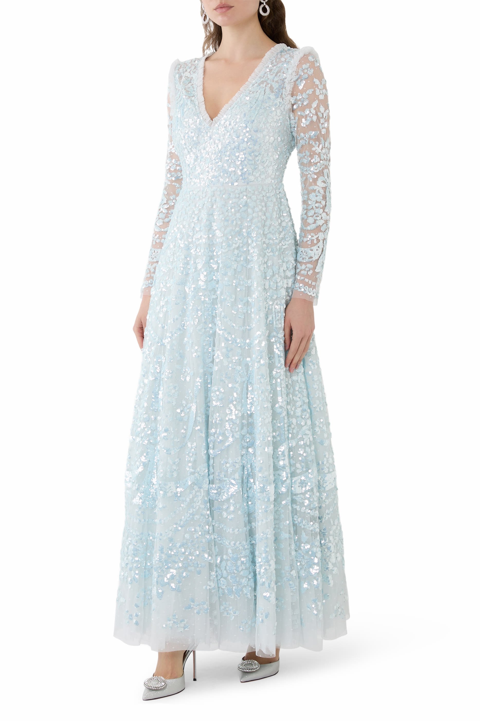 Chandelier Cape Ankle Gown