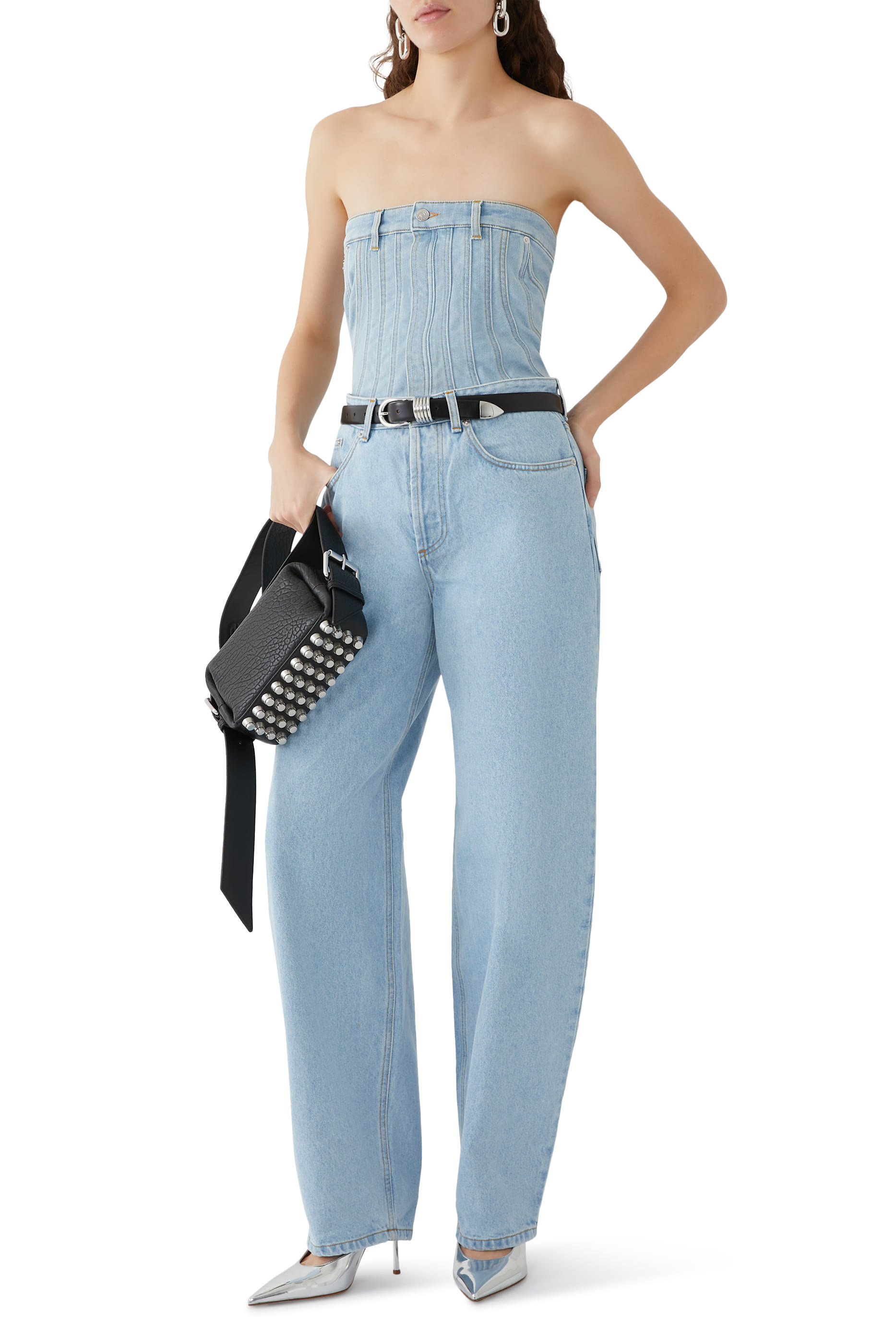 Lace-Up Wide-Leg Jeans