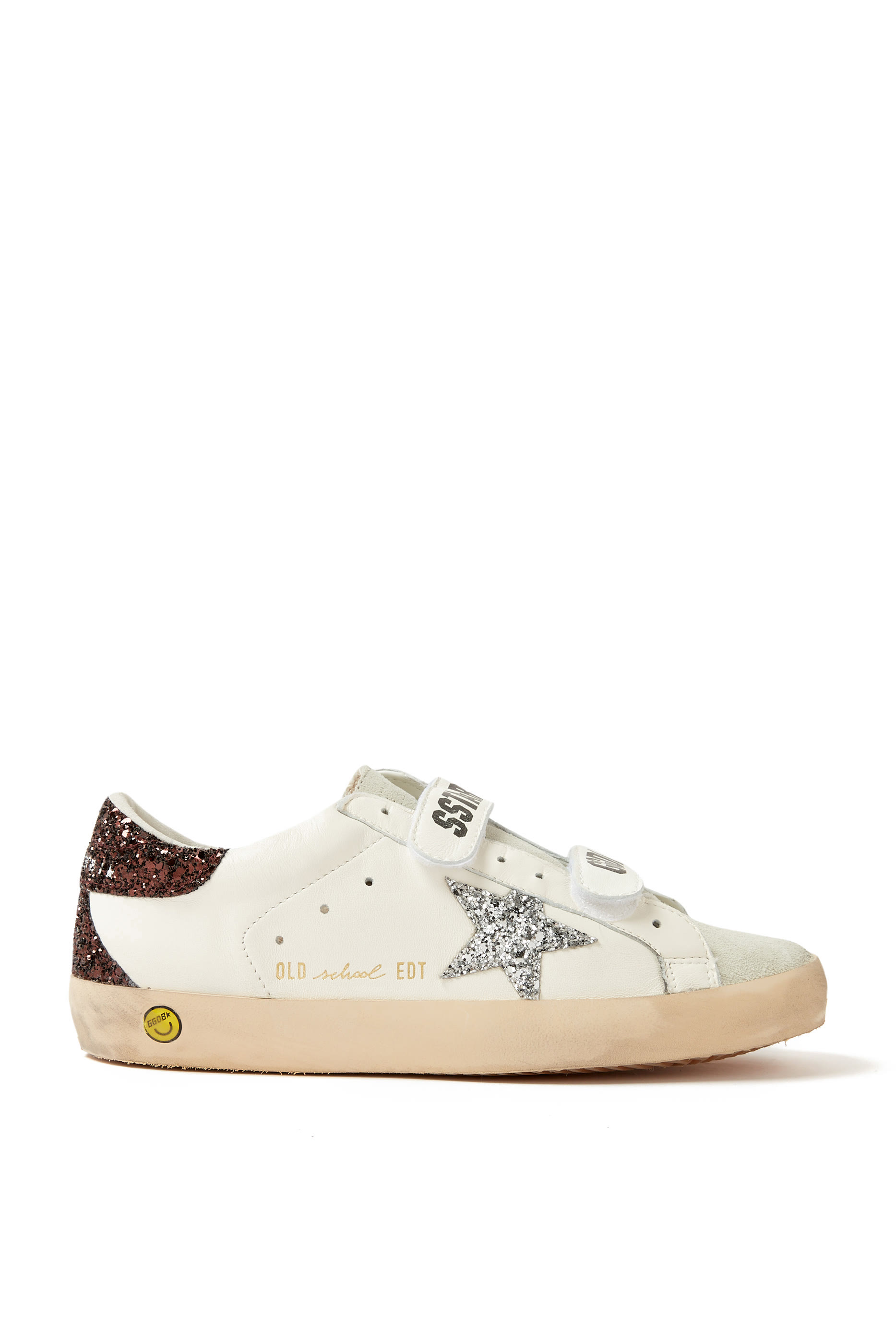 Kids Old School Leather Glitter Star Sneakers