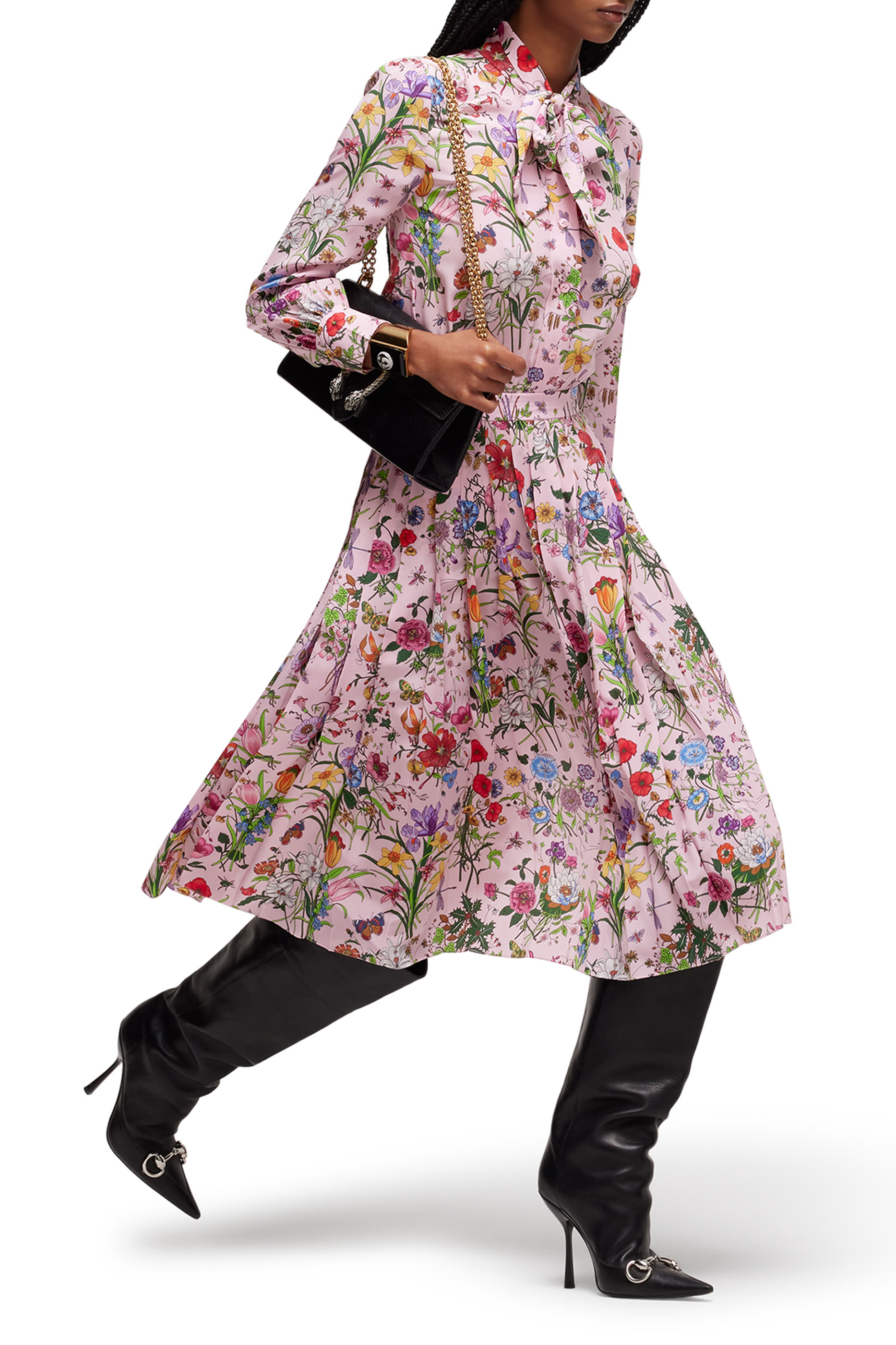  Printed Silk Chemisier Dress