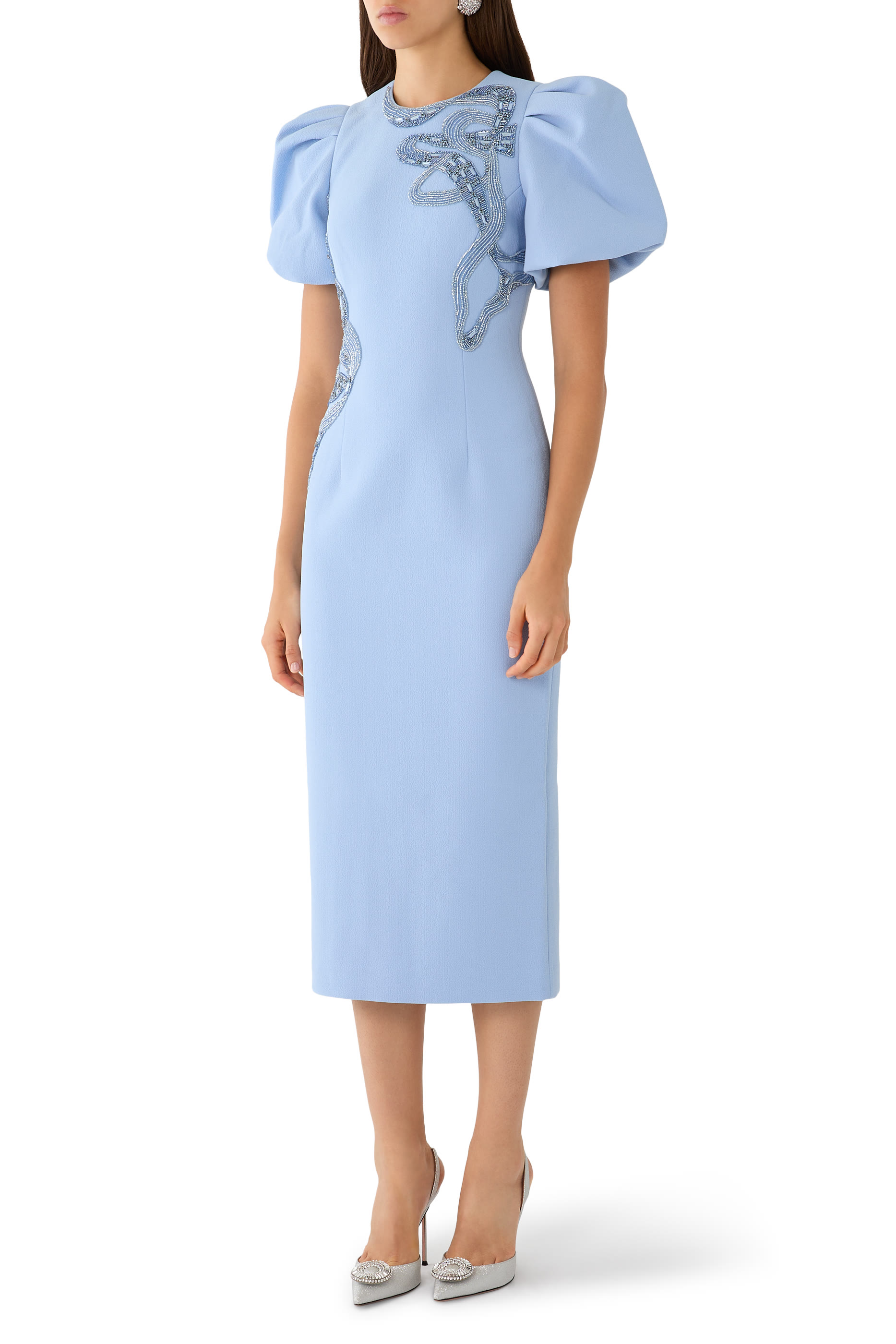 Aylin Puff Sleeves Midi Dress