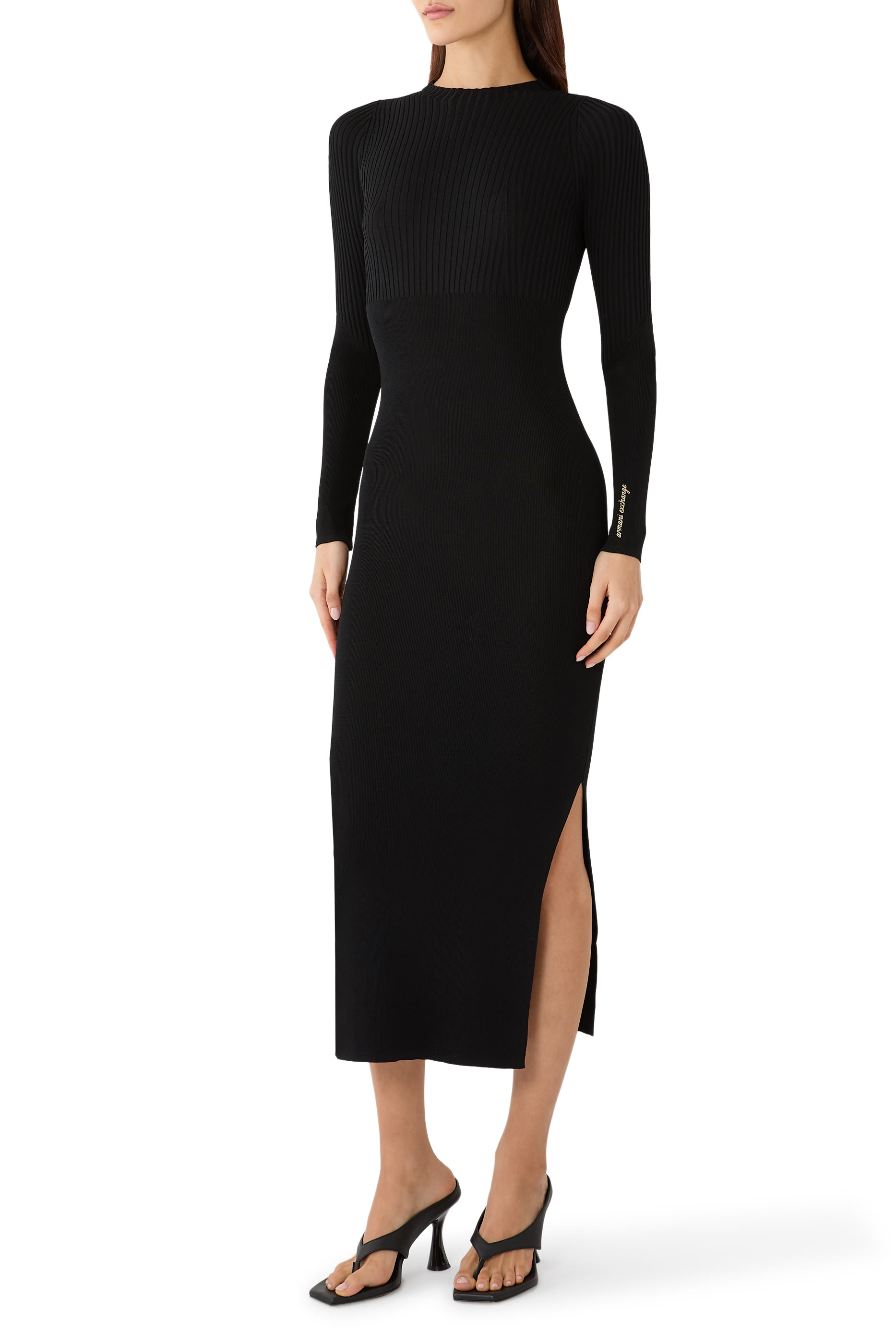 Embroidered Logo Rib Knit Dress