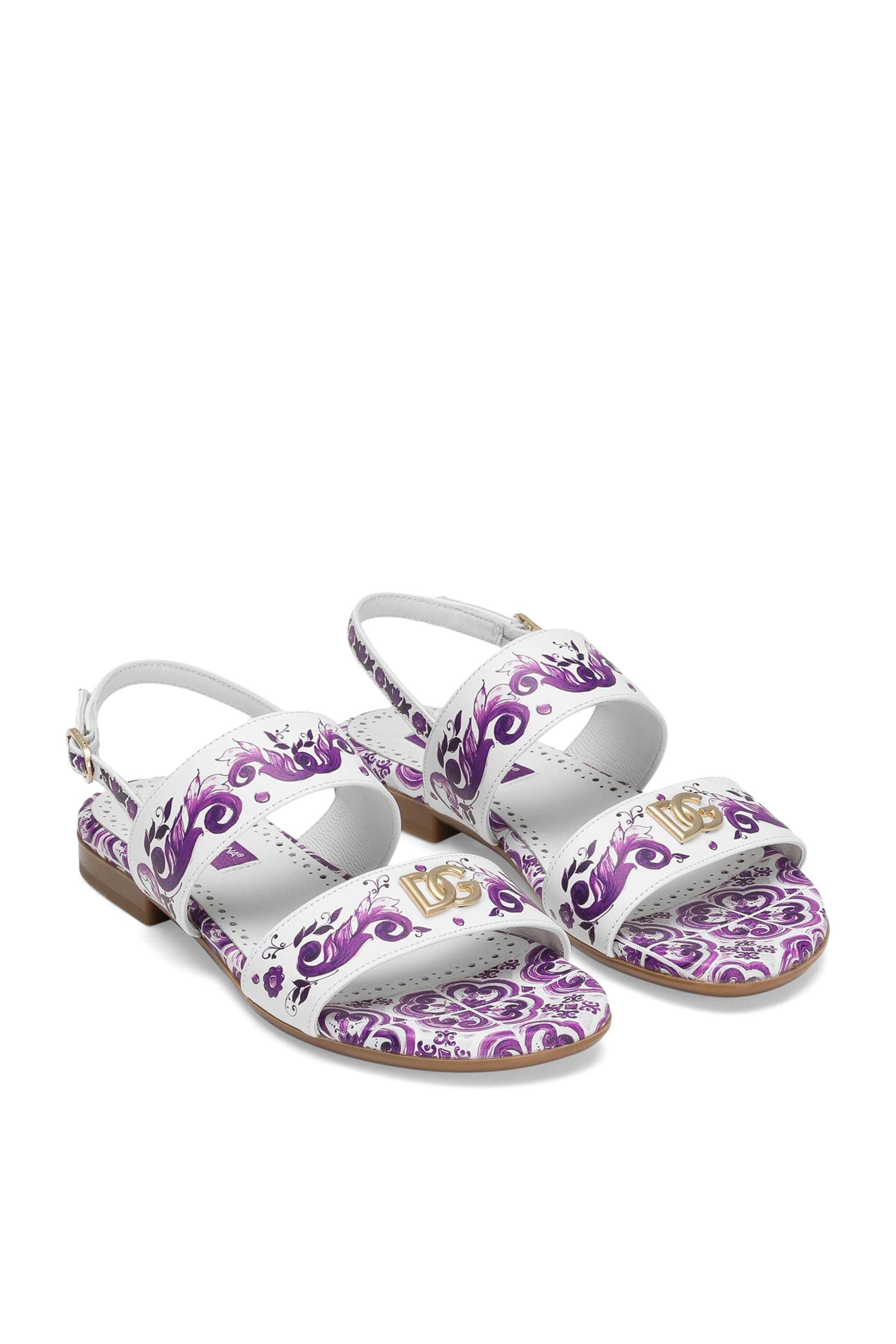 Kids  Majolica-Print Calfskin Sandals