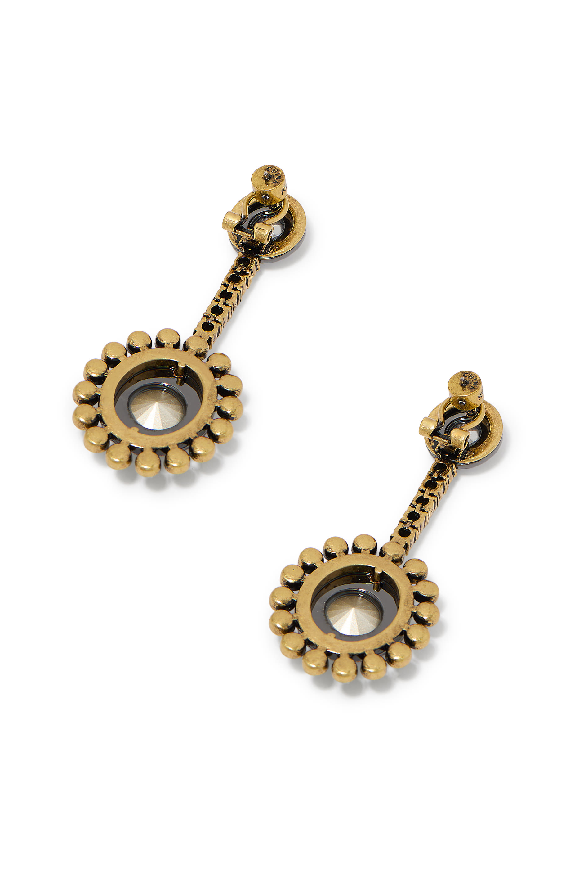 Large Octavia Earrings, Brass & Crystals