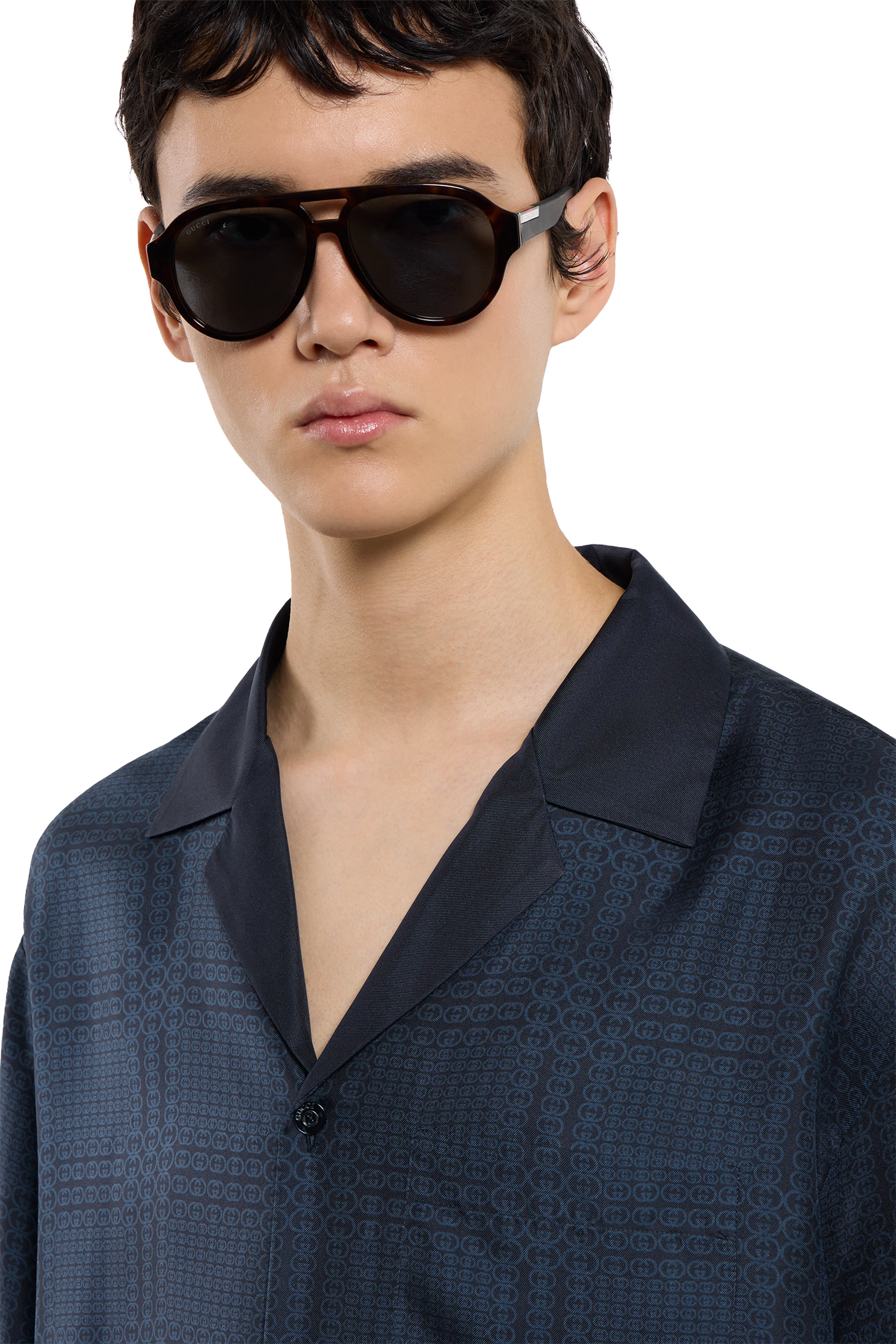 Printed Silk Twill Bowling Shirt 