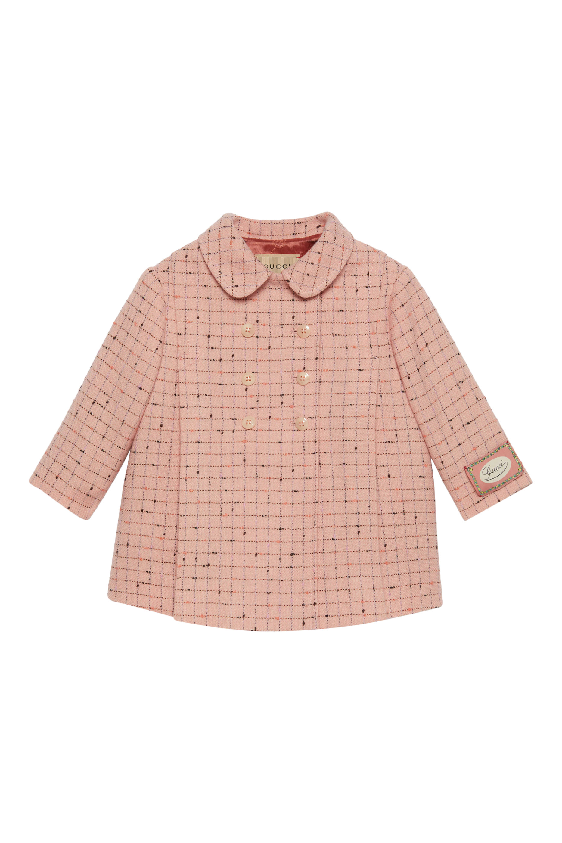 Kids Check Damier Wool Coat