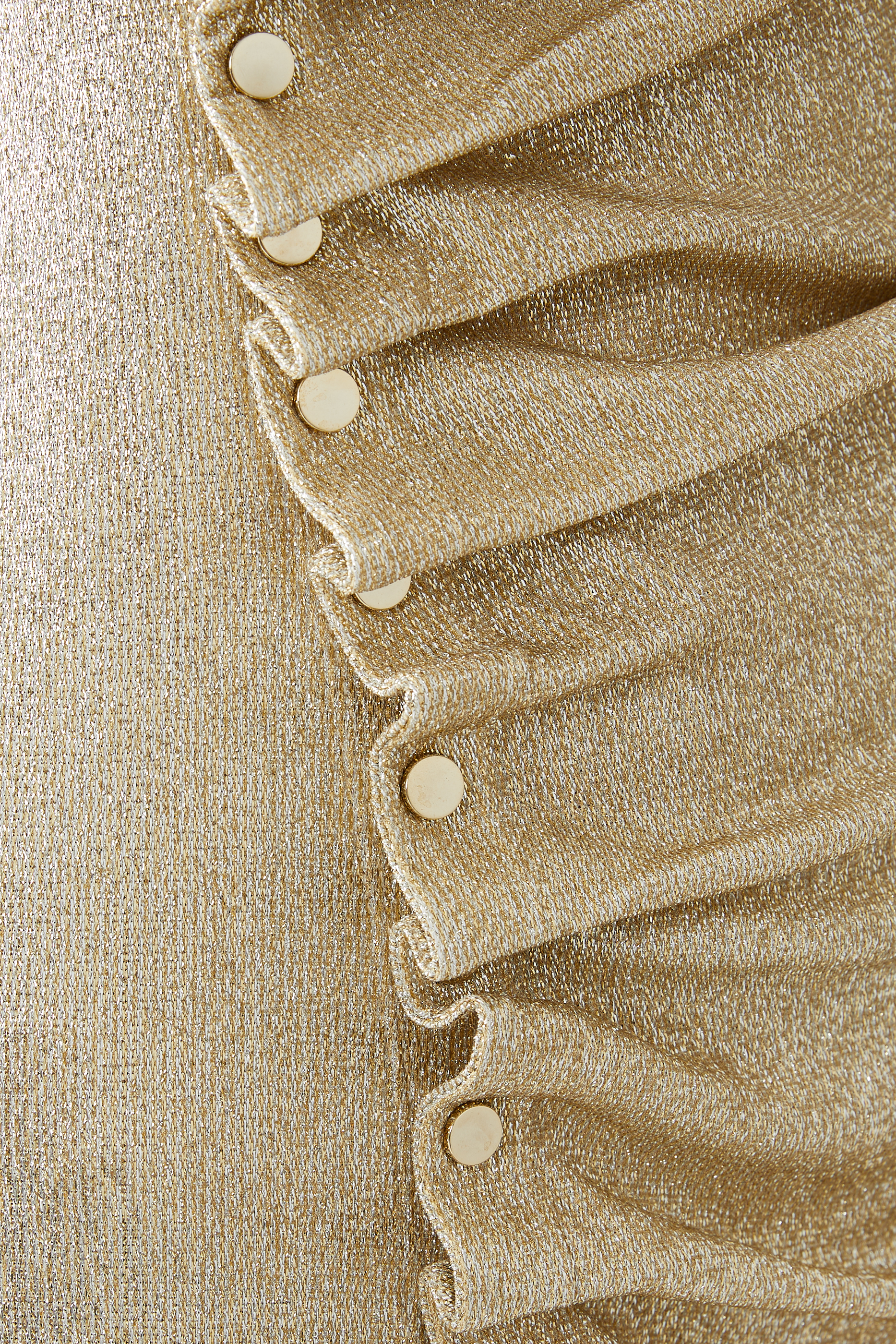 Button Embellished Ruched Maxi Dress