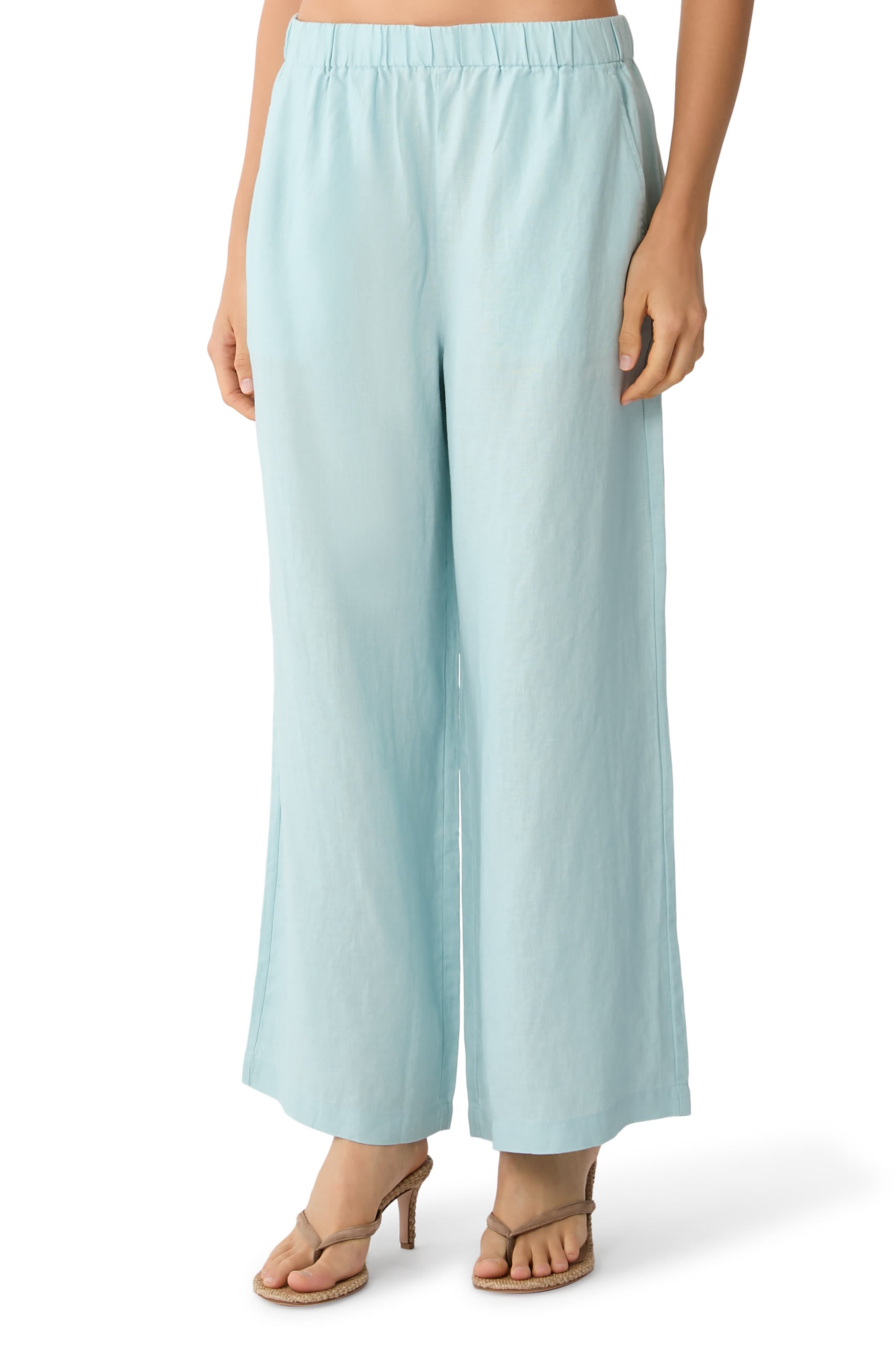 Elastic-Waist Wide-Leg Pants