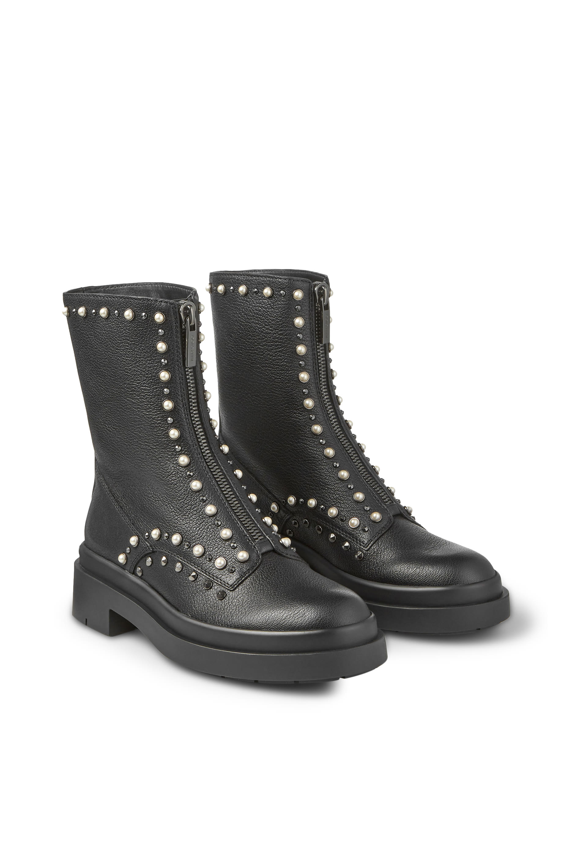 Nola 50 Leather Pearl-Embellished Boots