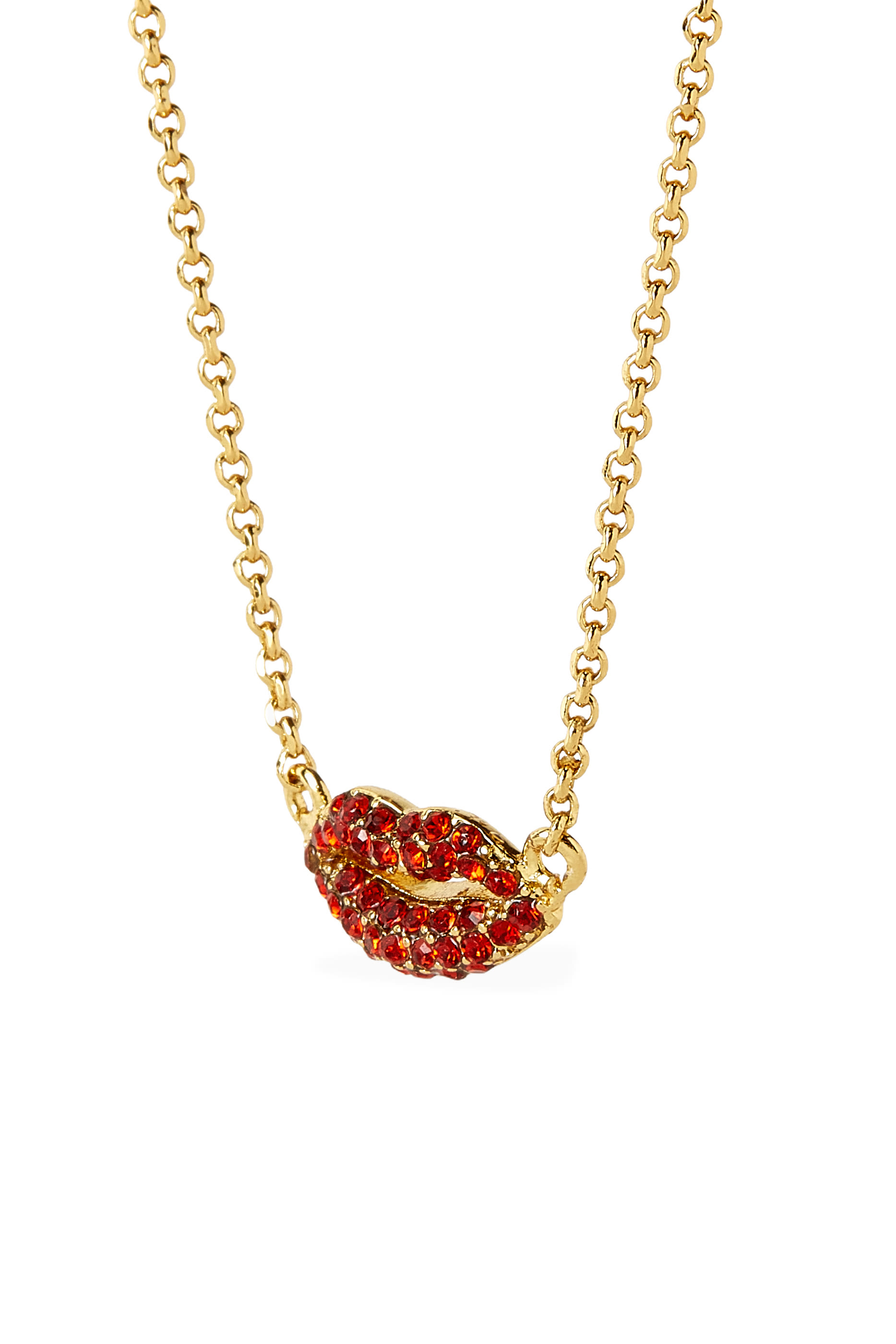 Hit The Town Lips Mini Pendant, Plated Metal & Cubic Zirconia