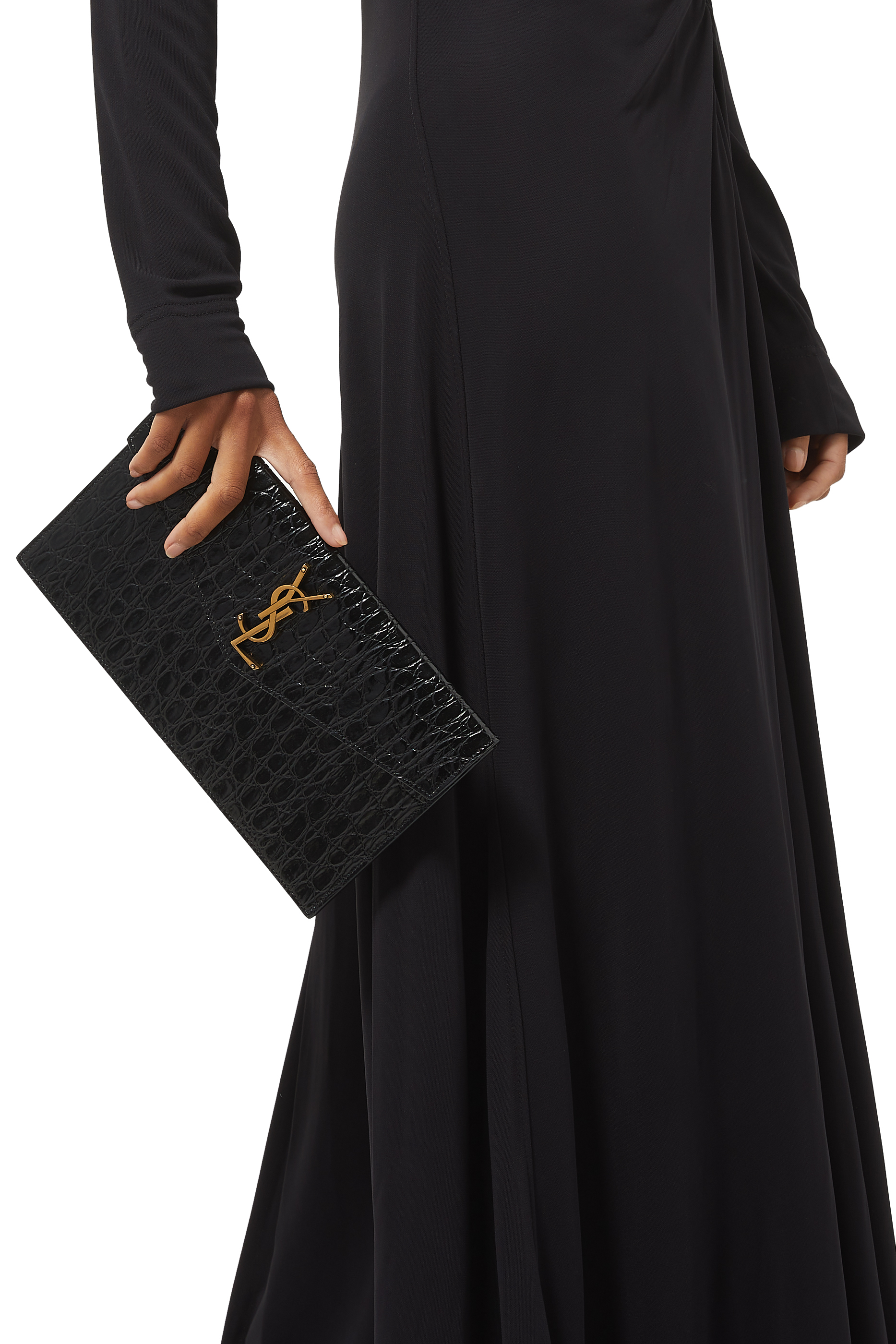 Uptown Pouch In Crocodile-Embossed Leather