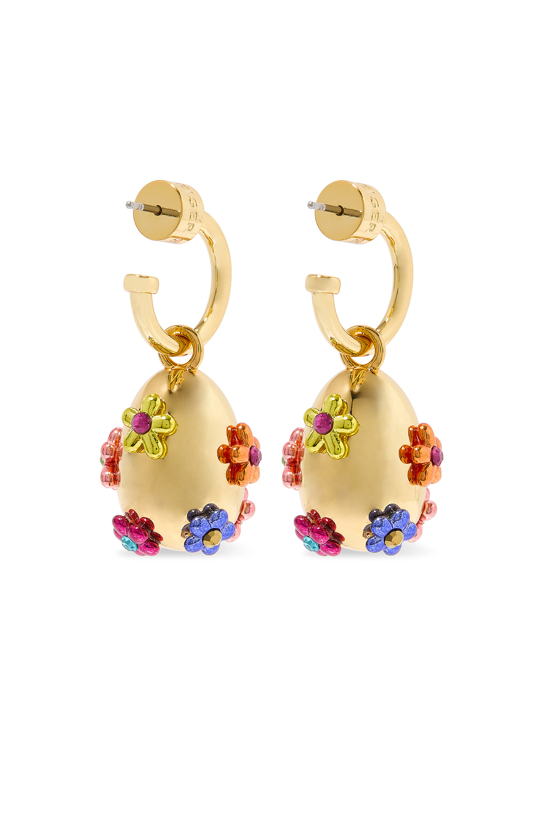 Rainbow Floral Earrings, Brass