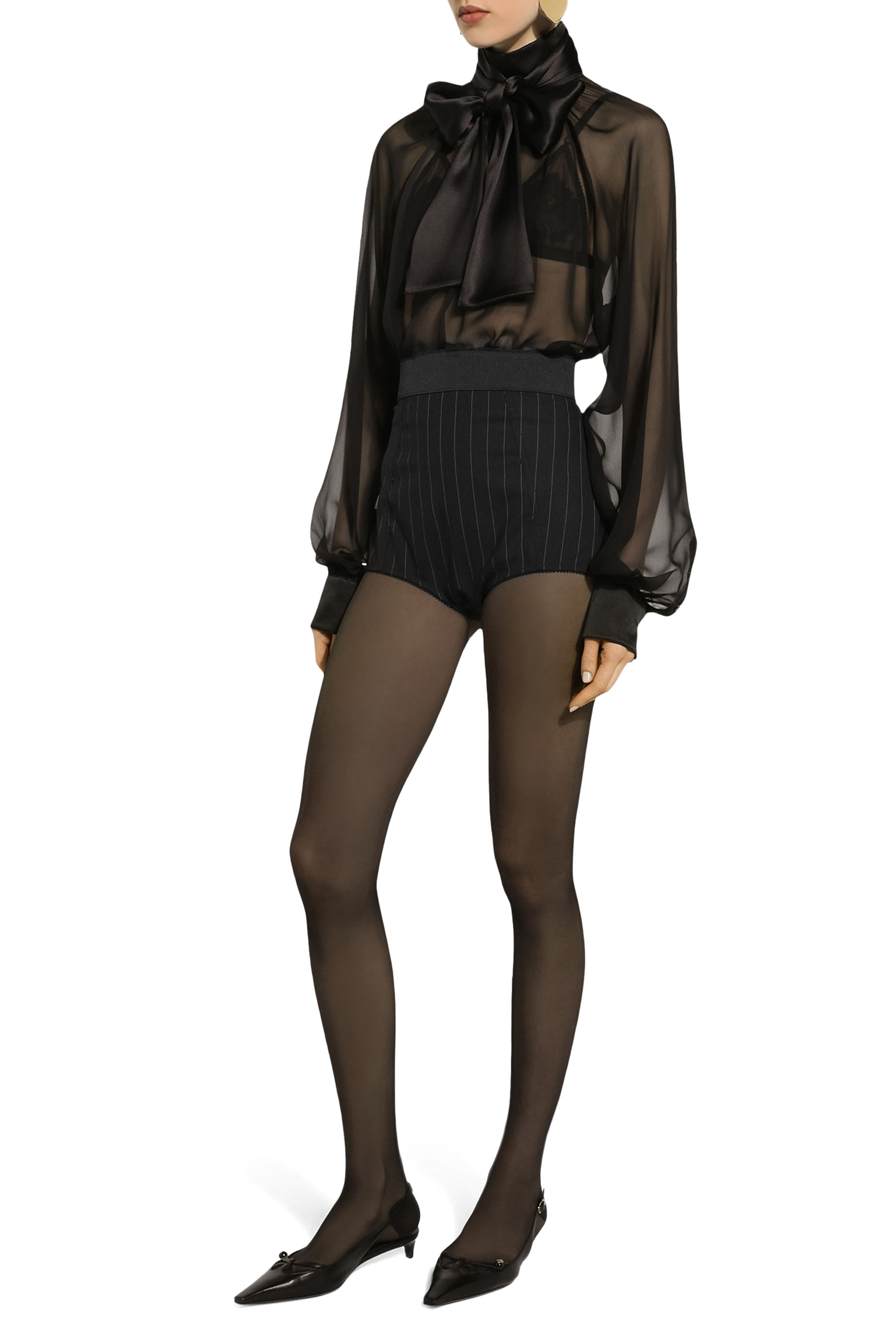 Pinstriped Wool-Blend Twill Panties