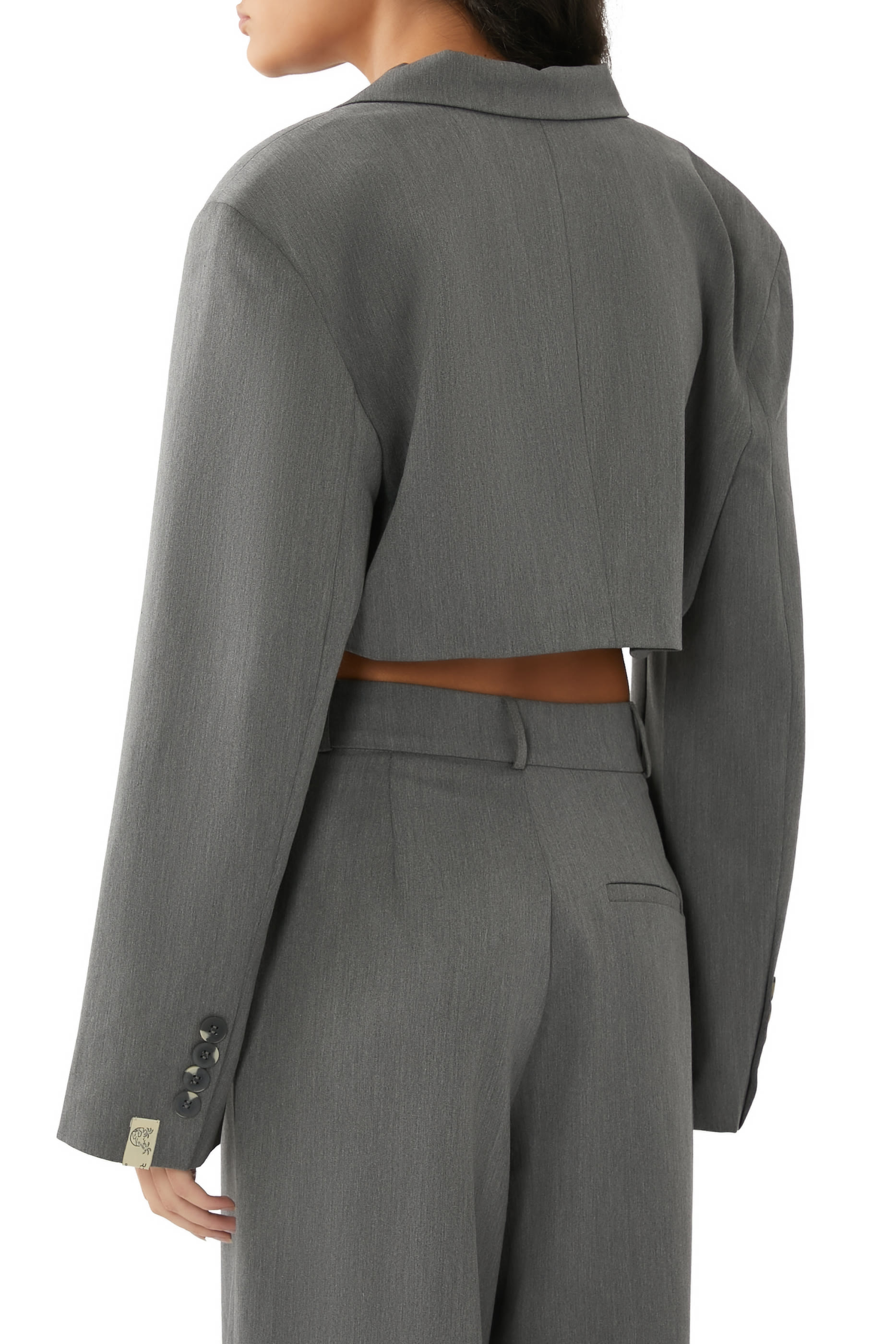 Notched Collar Crop Blazer