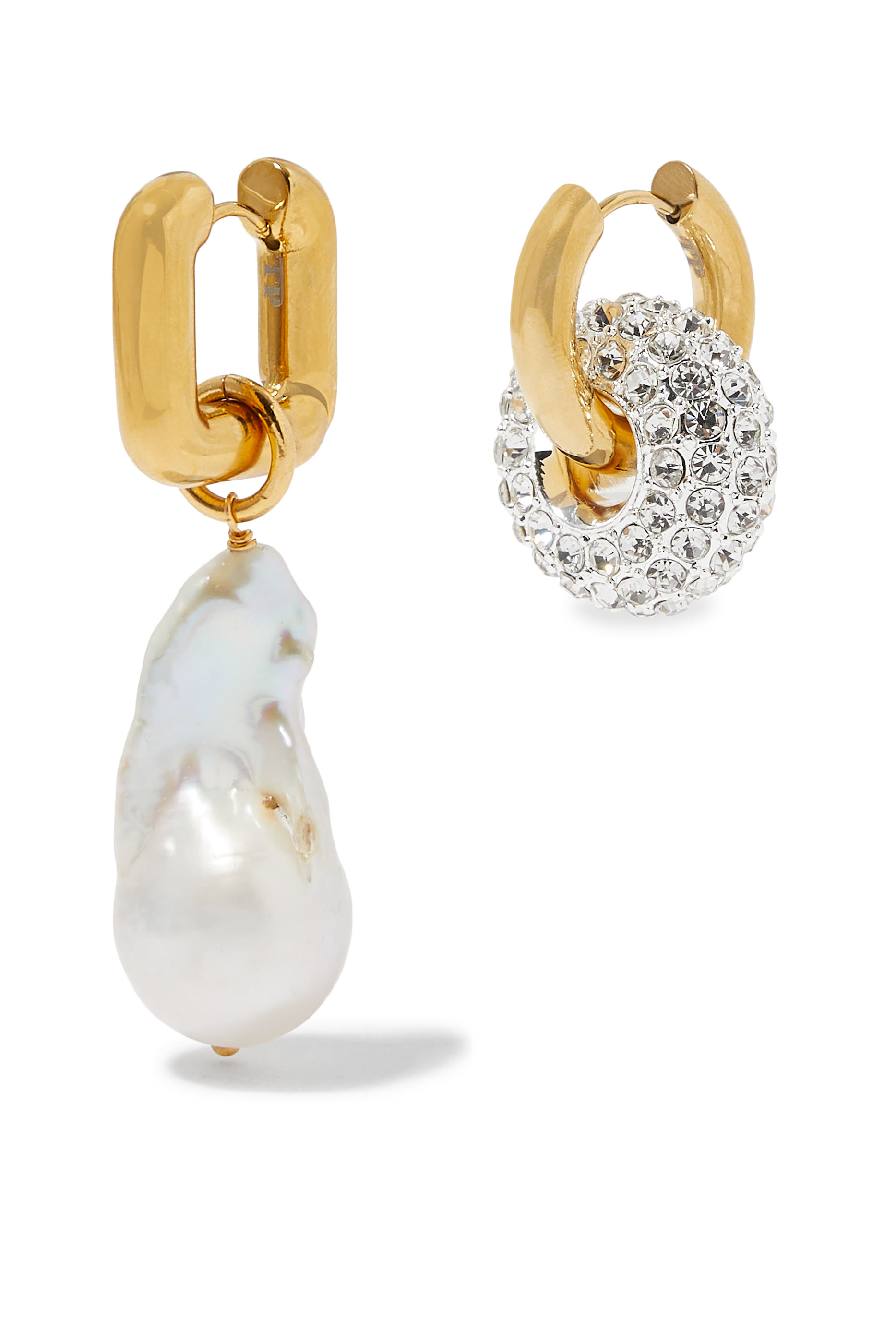Pearl and Round Strass Earrings