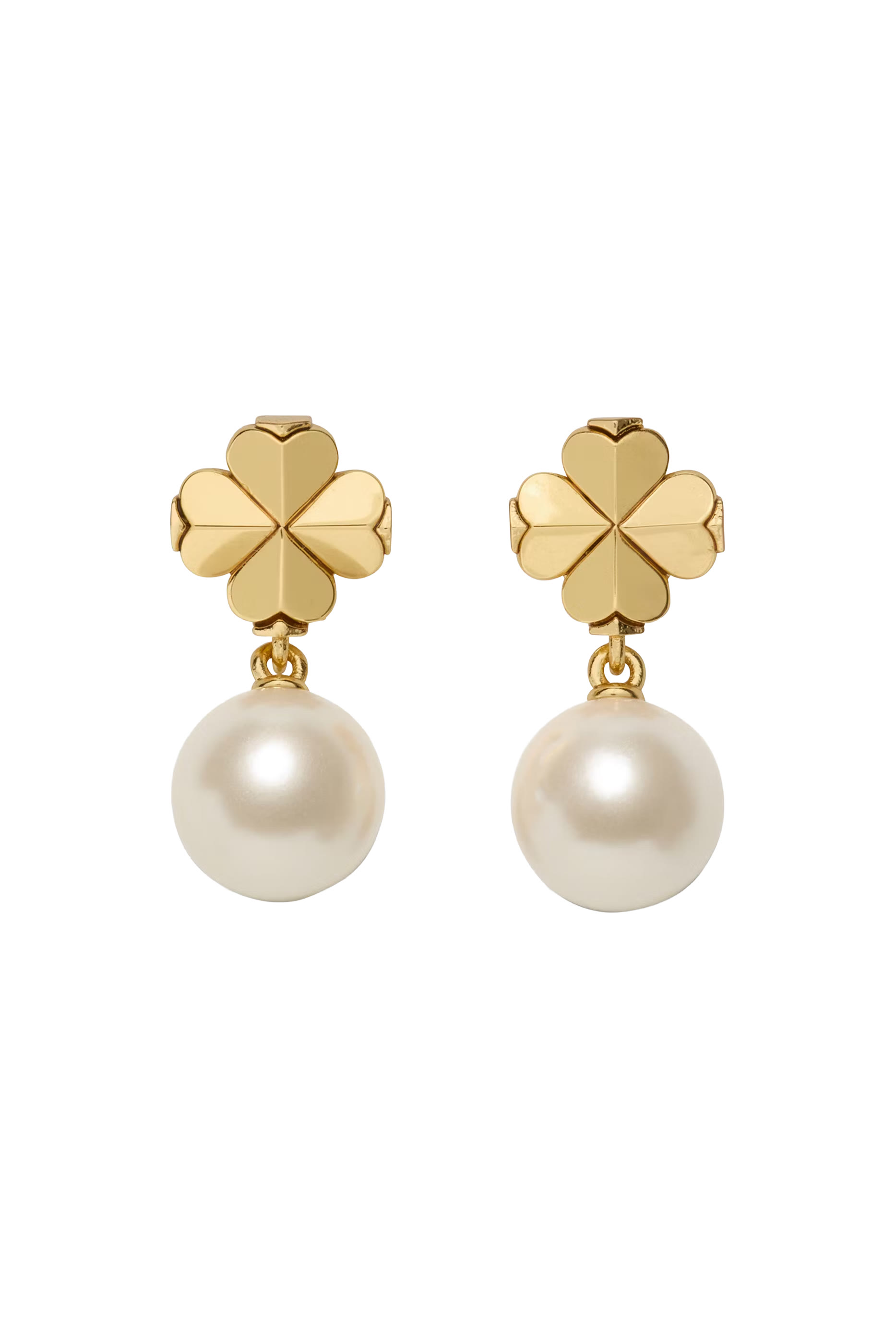 Spade Flower Pearl Drop Earrings