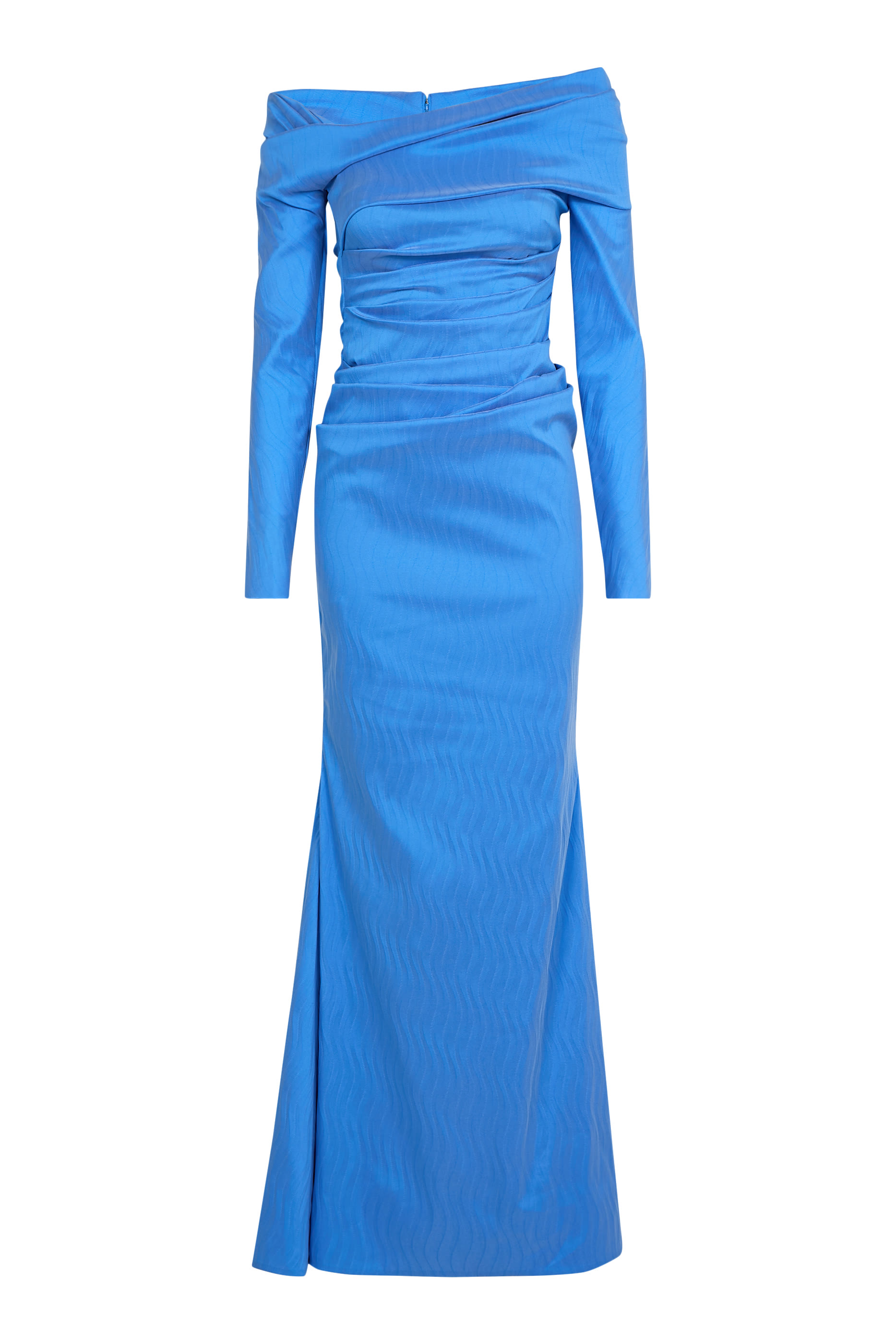 Asymmetrical-Neckline Long Evening Dress