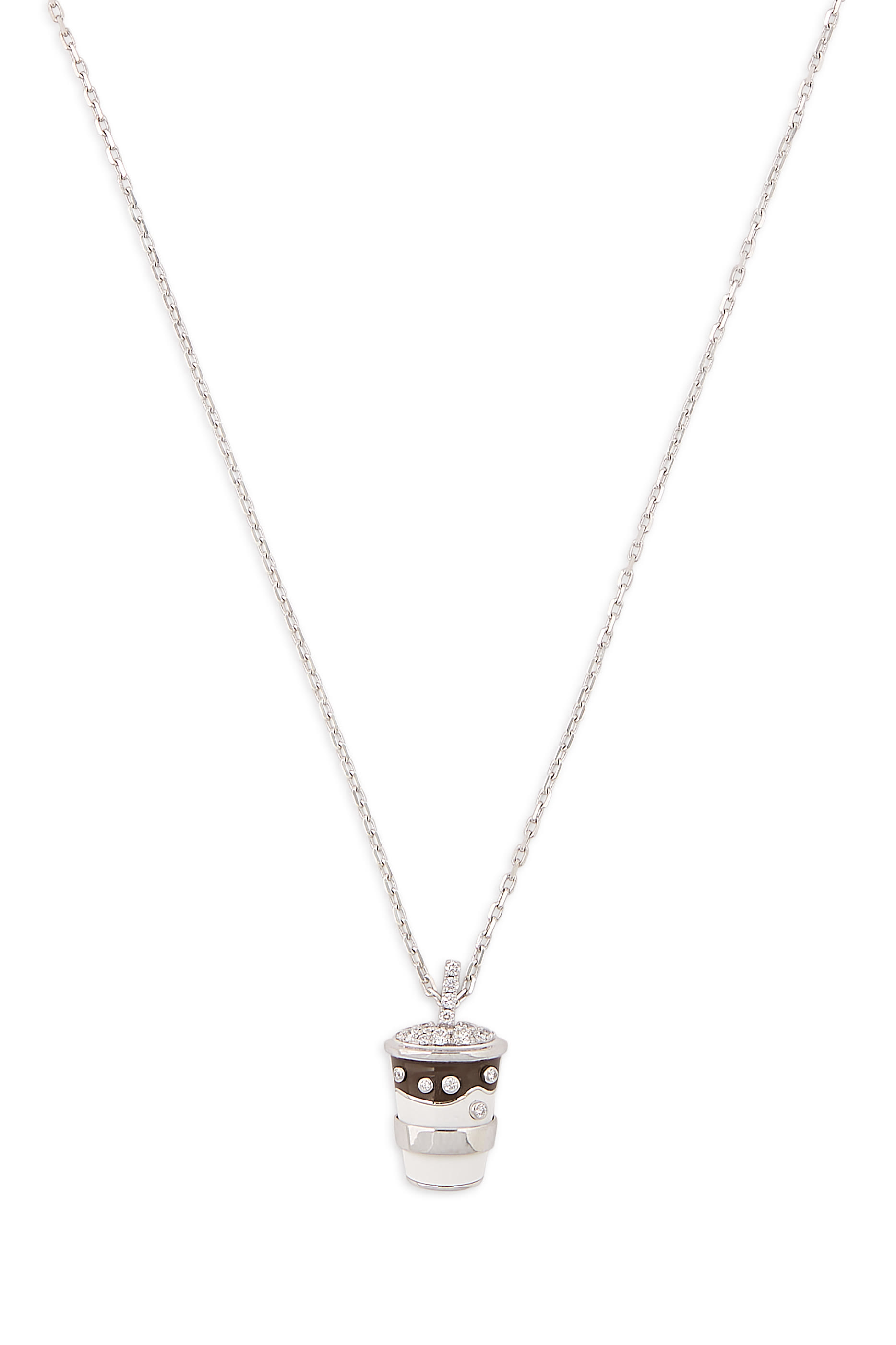 Coffee Necklace, 18k White Gold & Diamonds
