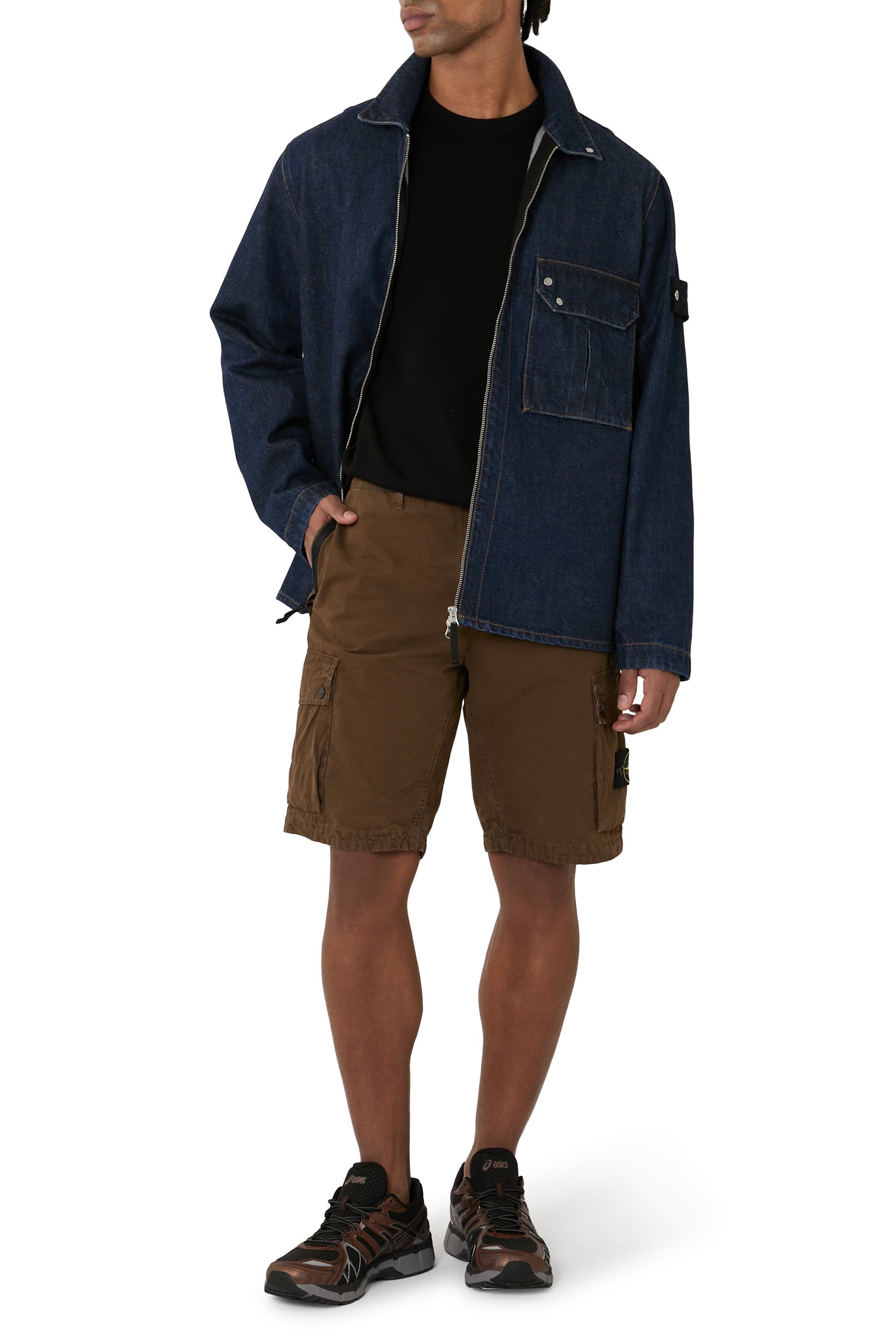 Old Effect Zip-Pocket Cargo Shorts