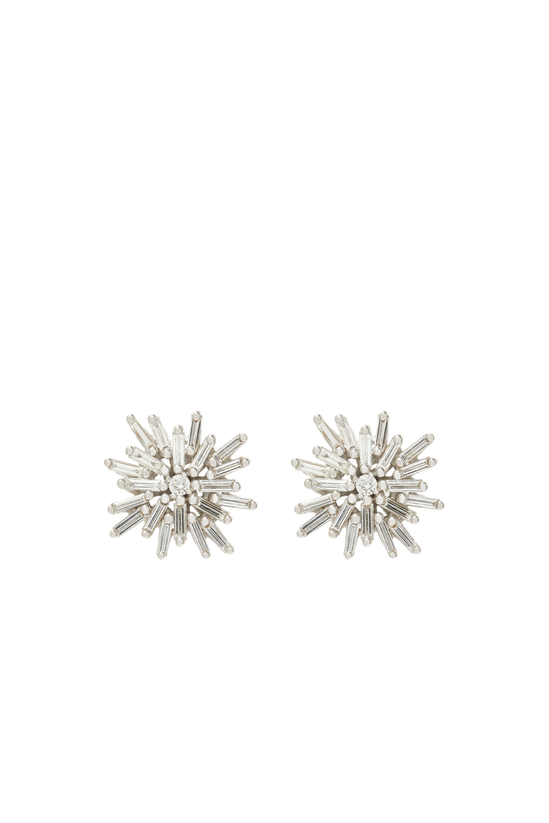 Fireworks Flower Stud Earrings, 18k White Gold & Diamonds