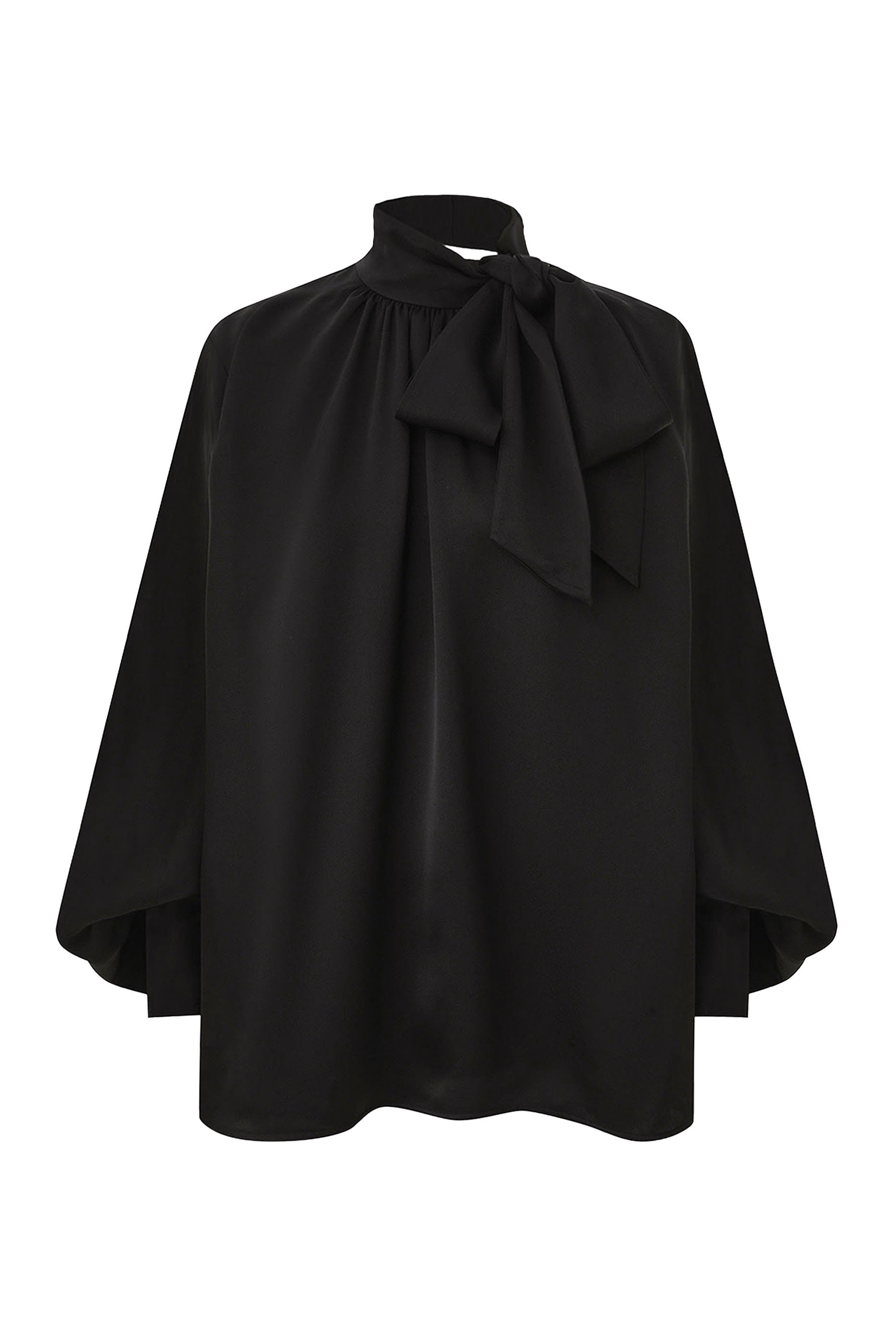 Crush Twill Tie Neck Blouse