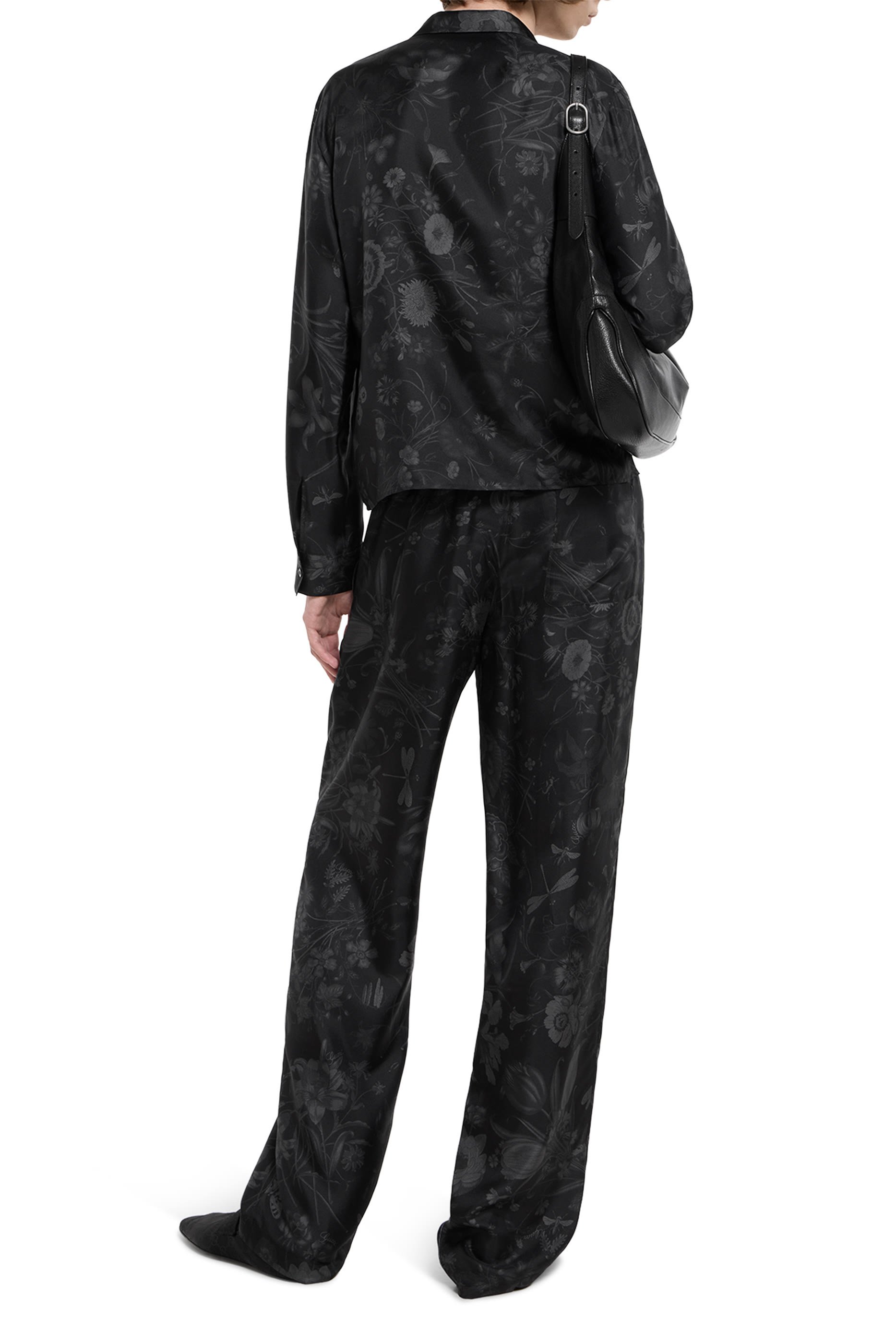 All-Over Logo Flora Print Silk Twill Pants