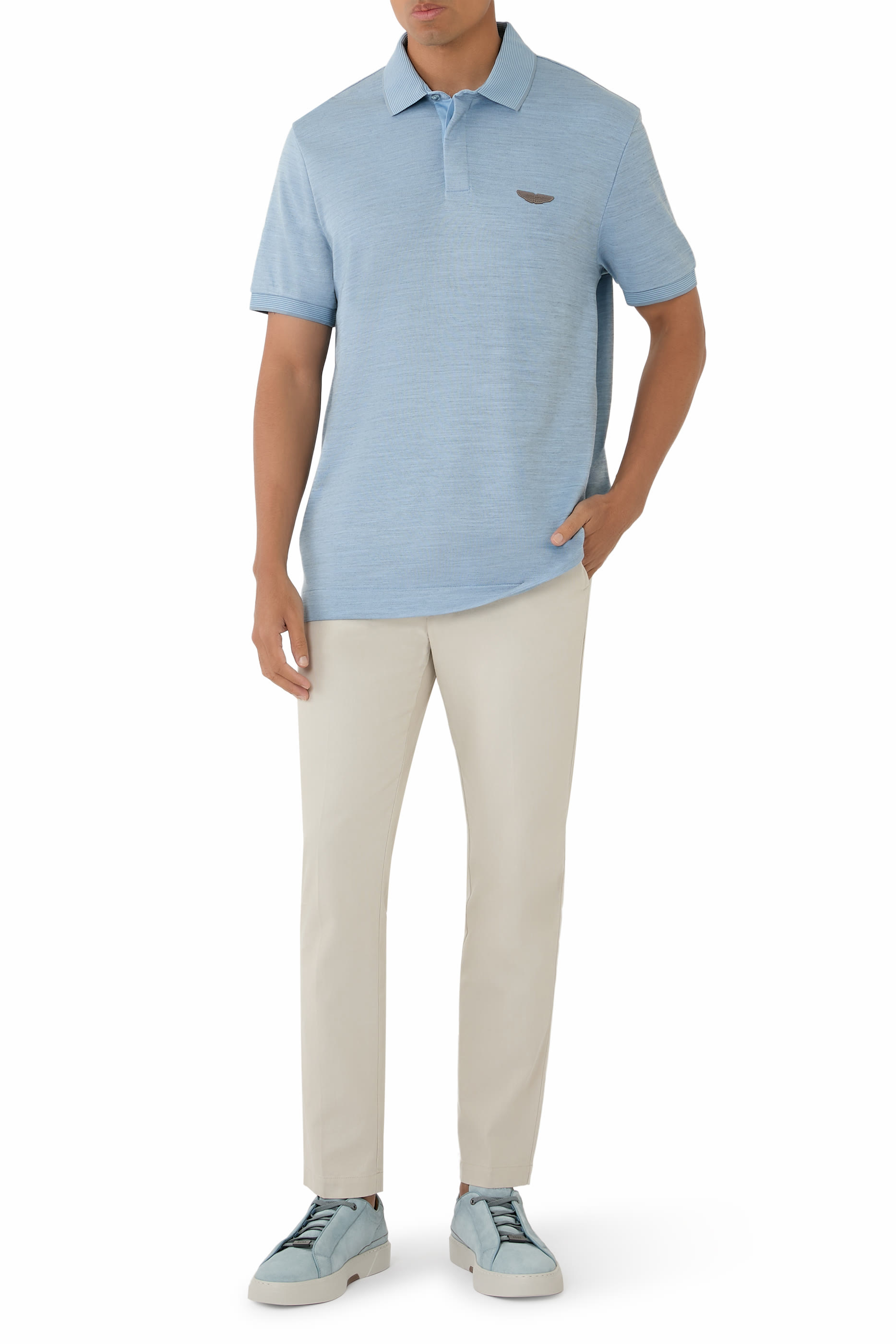 Regular Fit Cotton-Wool Piqu&eacute; Polo Shirt