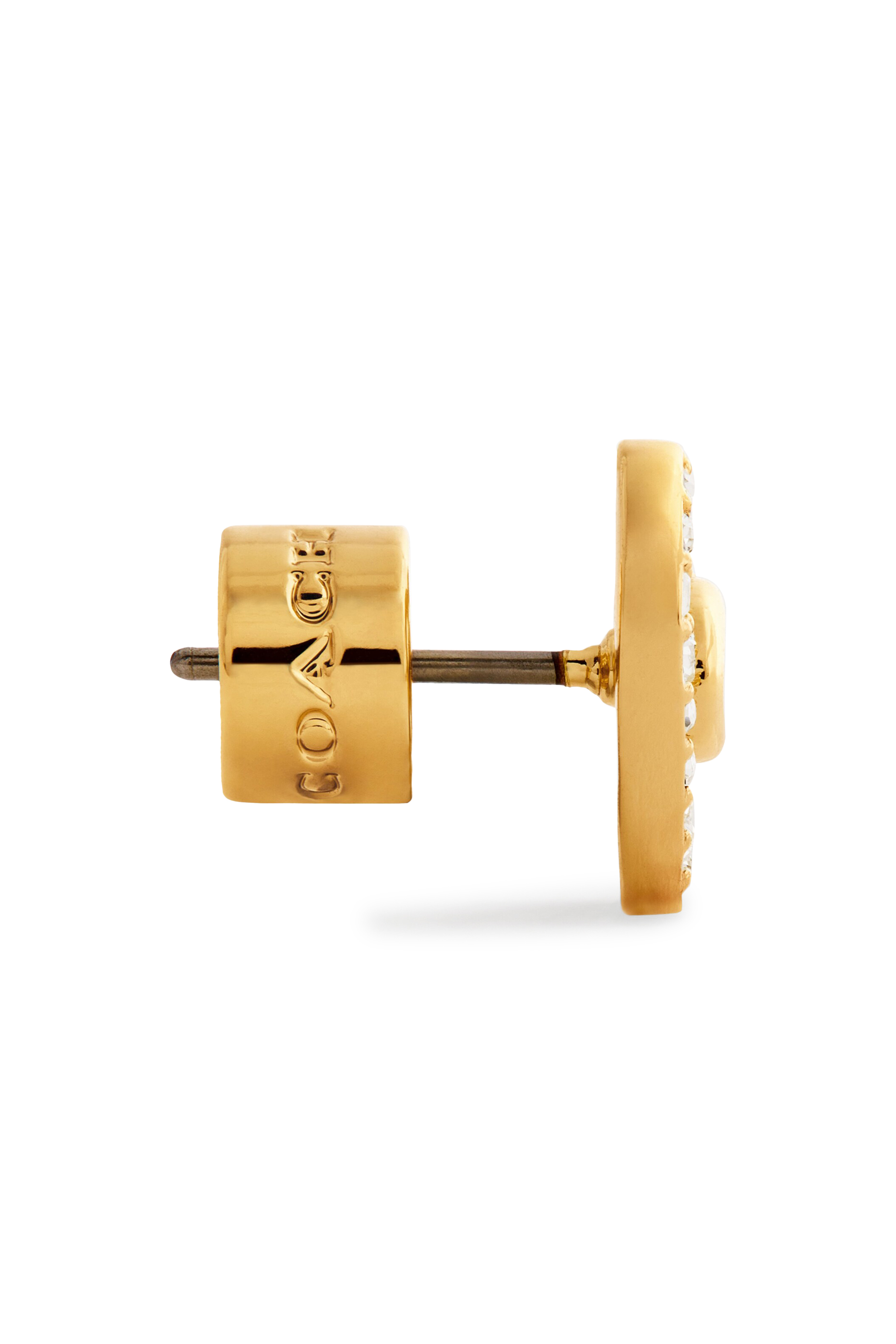 Pave Heart Stud Earrings, Brass