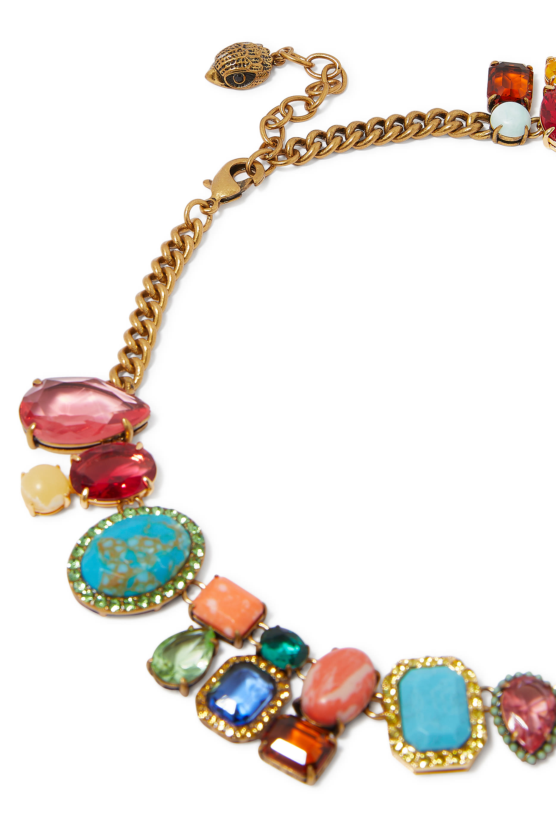 Mixed Gem Necklace, Brass