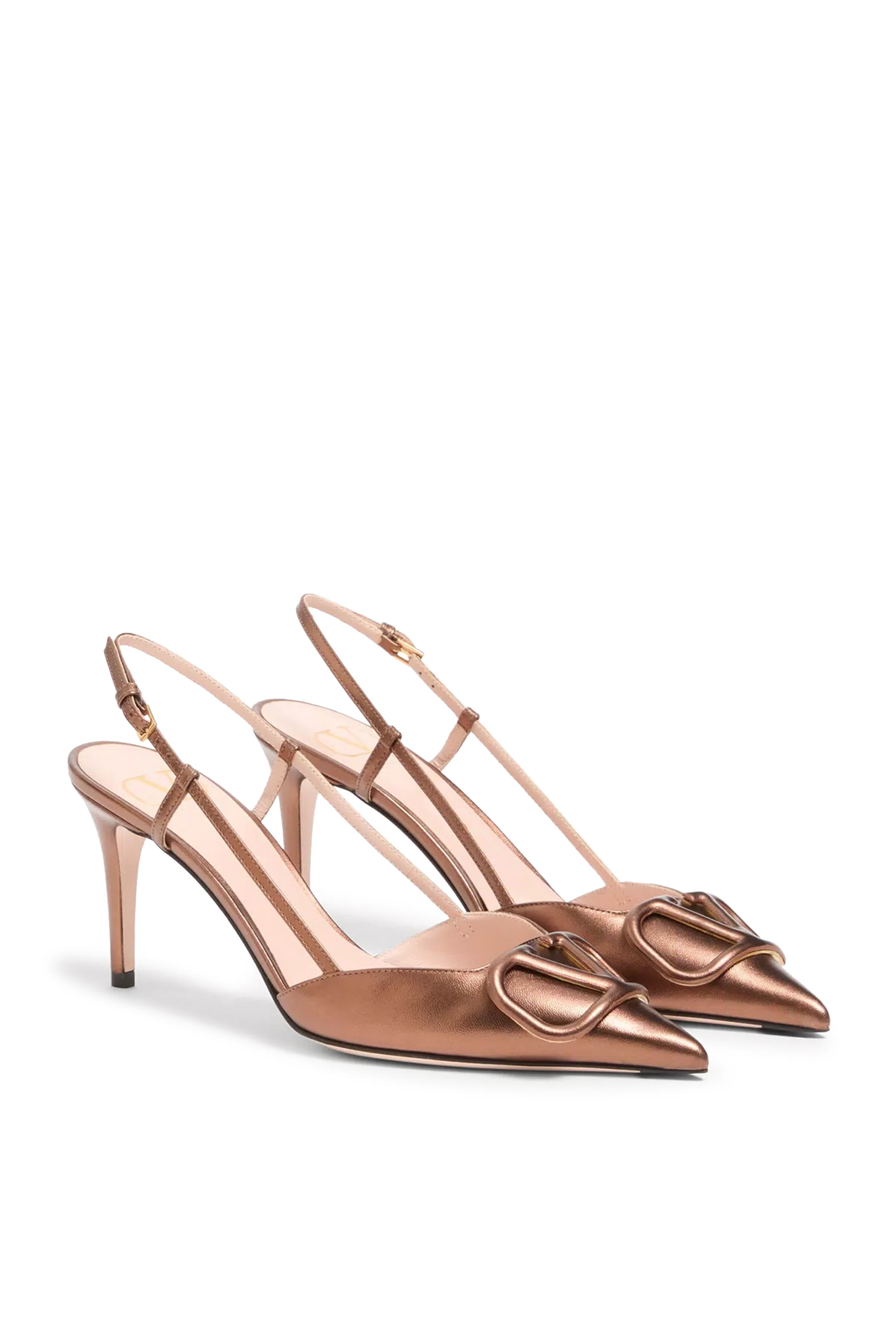 VLogo Signature 80 Slingback Pumps in Laminated Nappa Leather