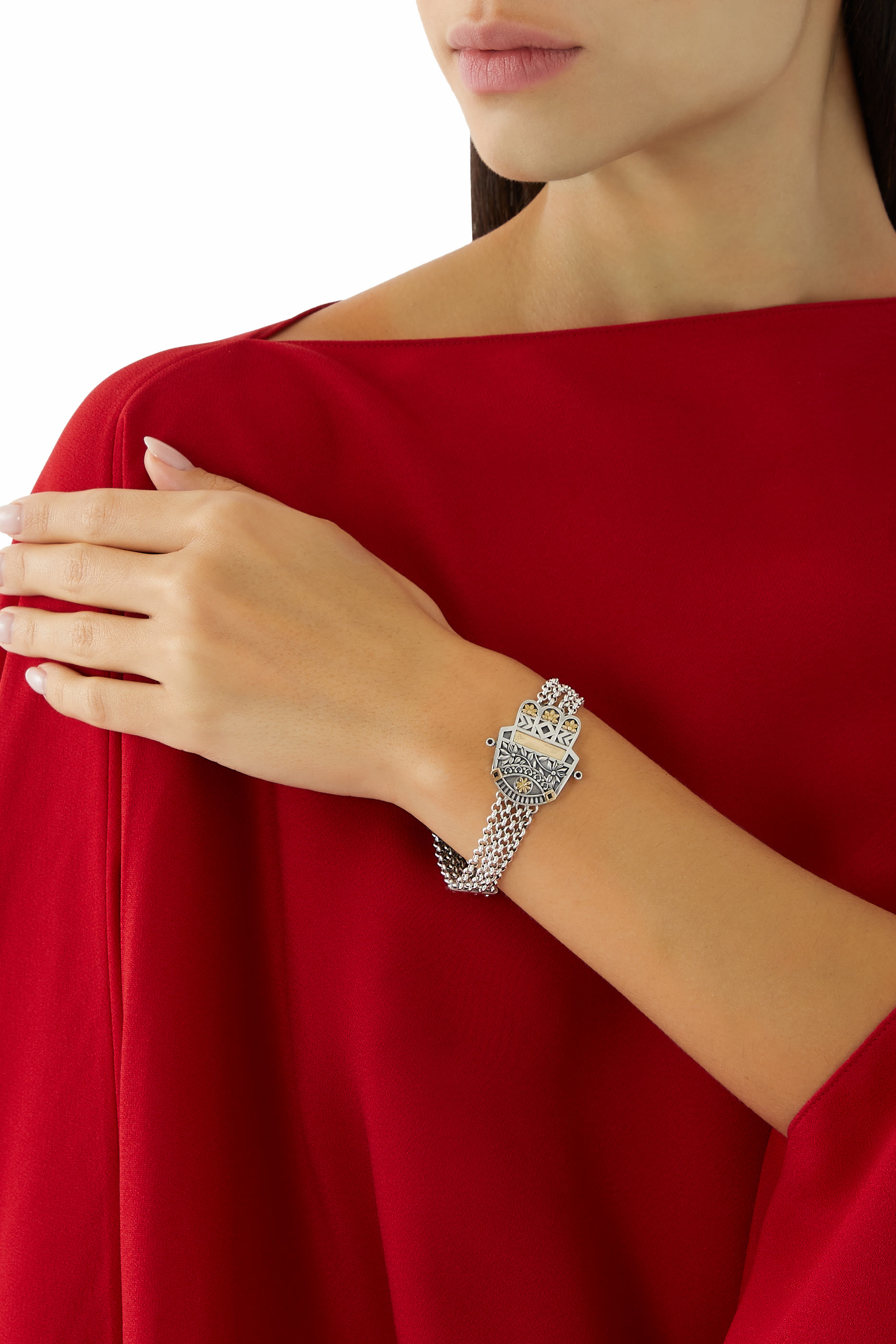  Kaf Multi-Chain Bracelet, 18K Gold & Sterling Silver