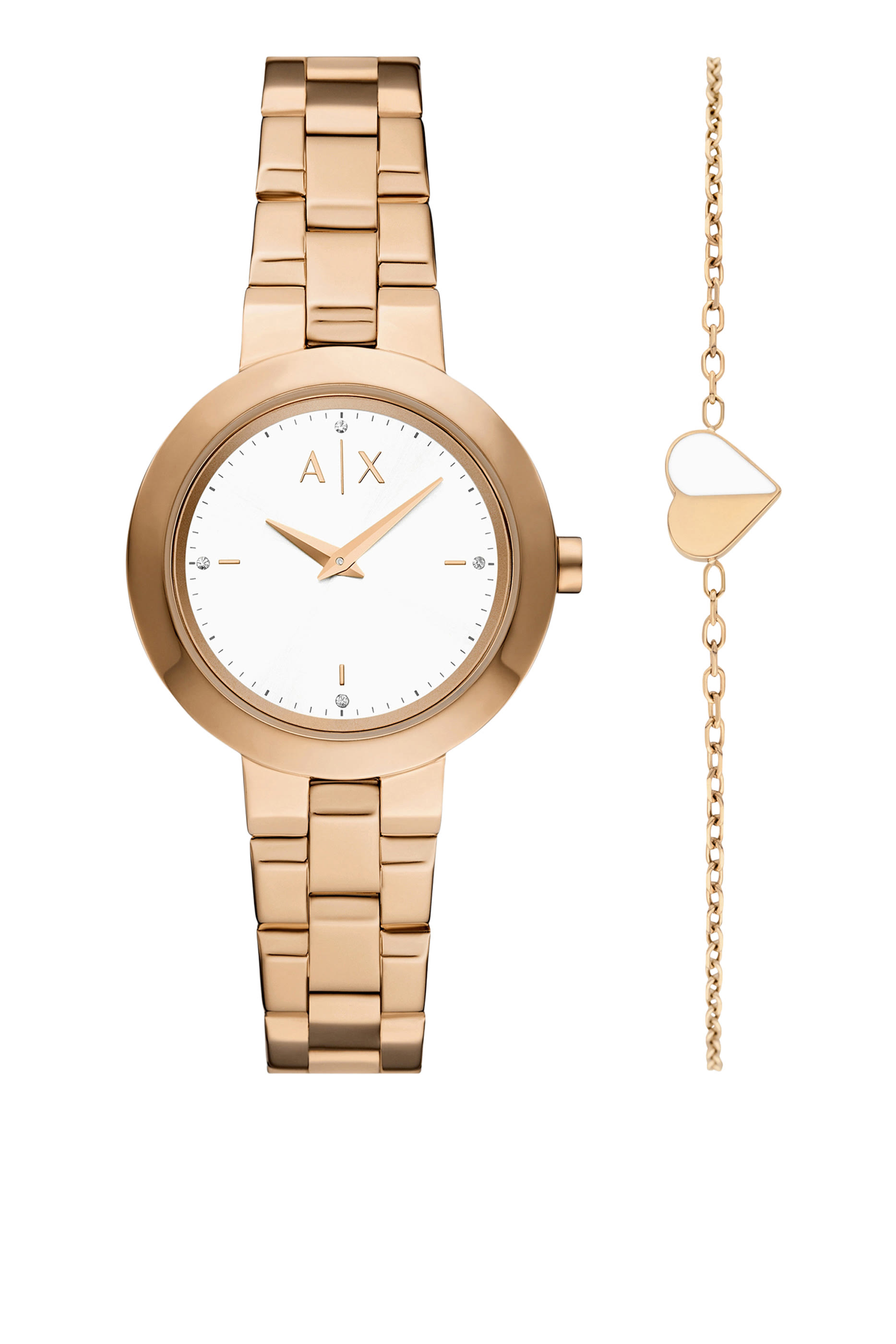 Two-Hand Stainless Steel Watch and Bracelet Gift Set