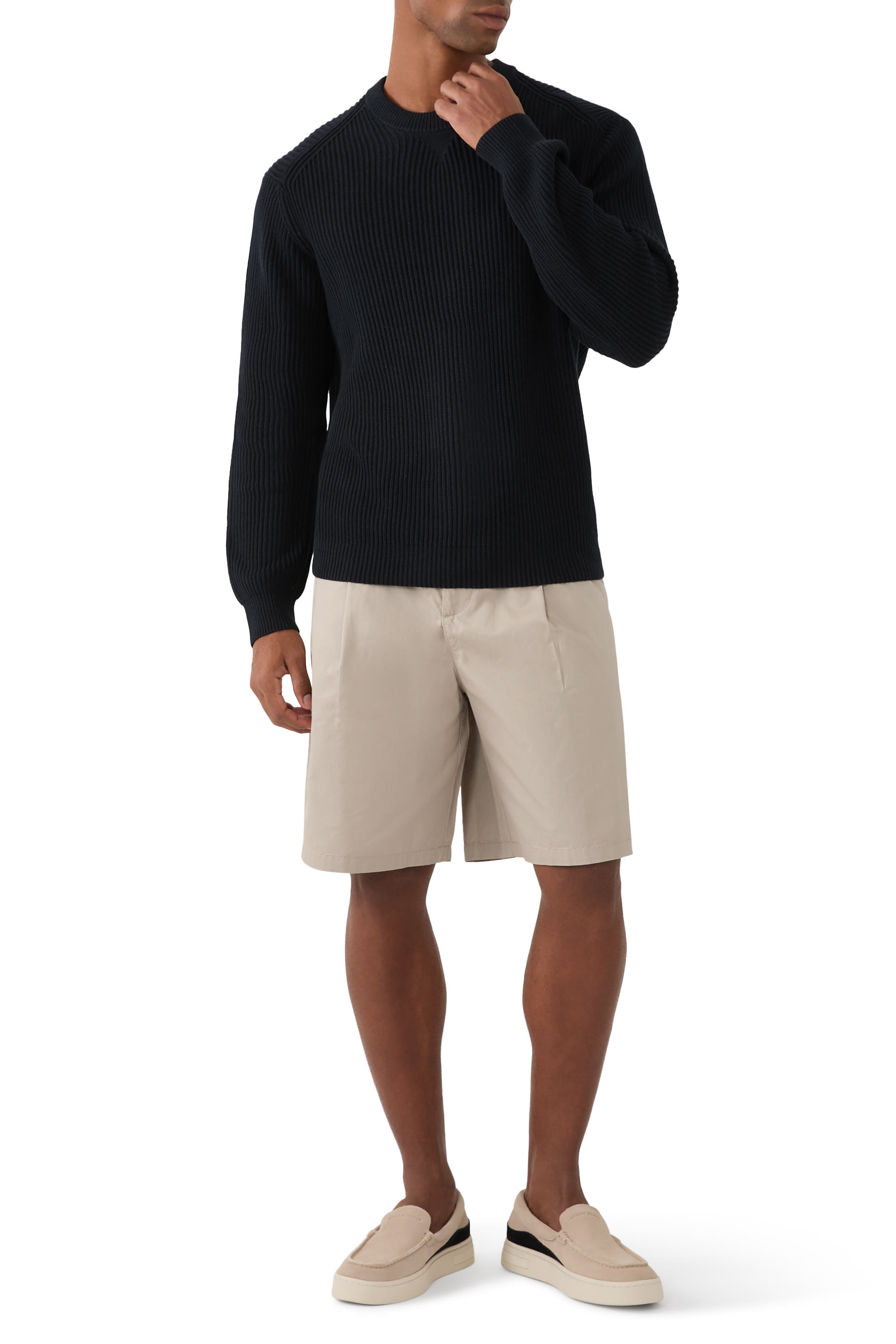 Ribbed Cotton Crewneck Sweater