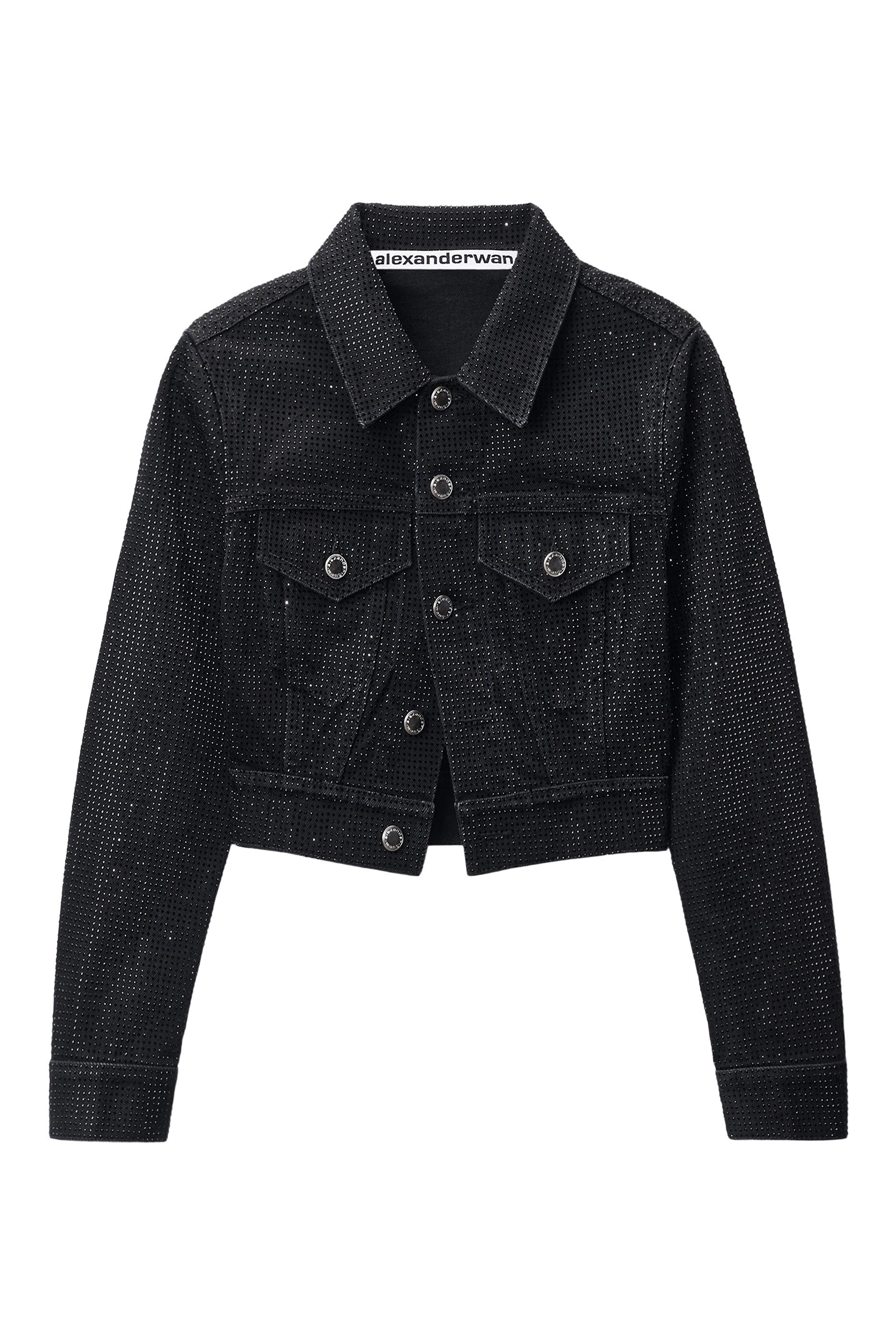 Shrunken Trucker Jacket in Crystal Hotfix Denim