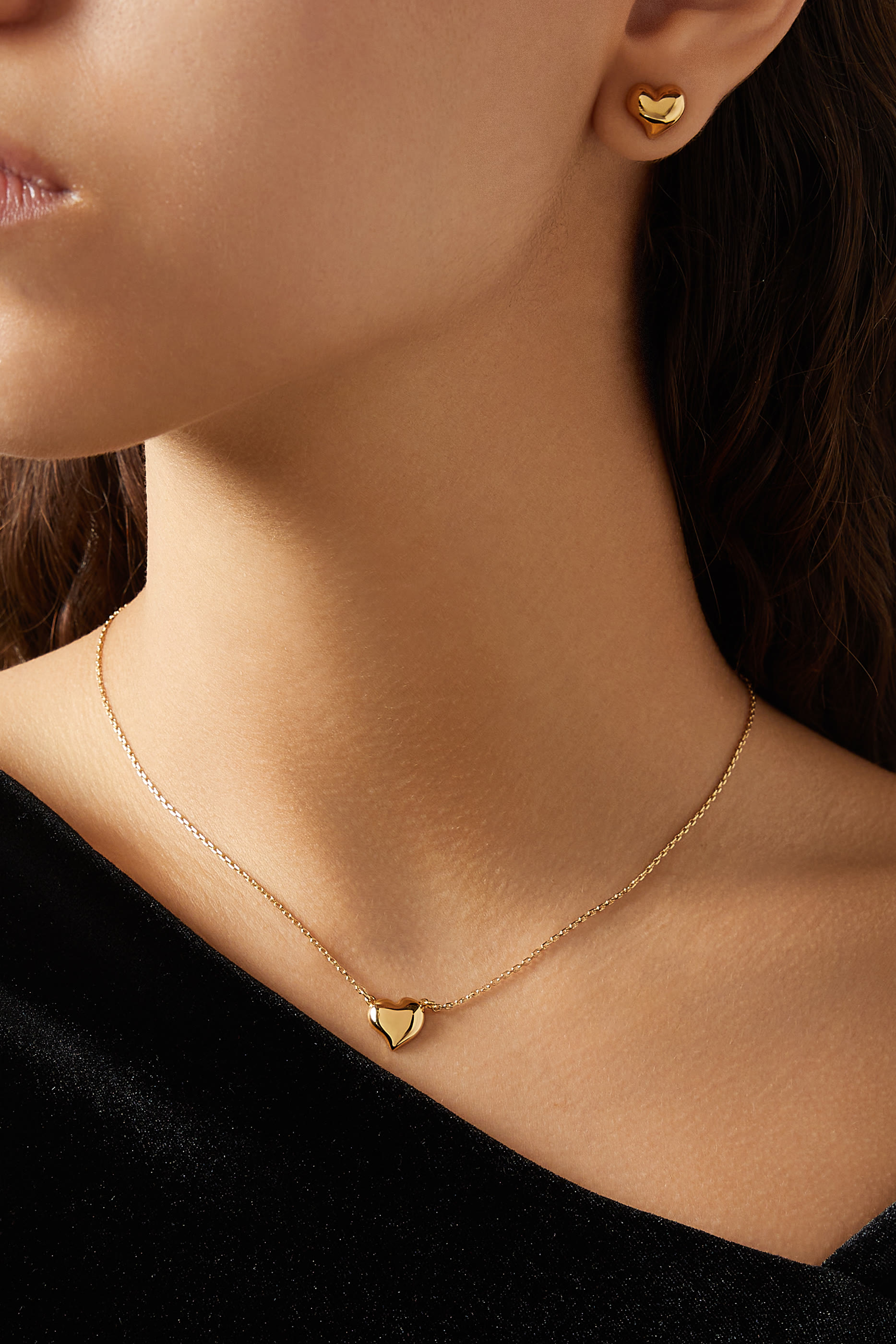 Amour Stud Earrings, Plated Metal