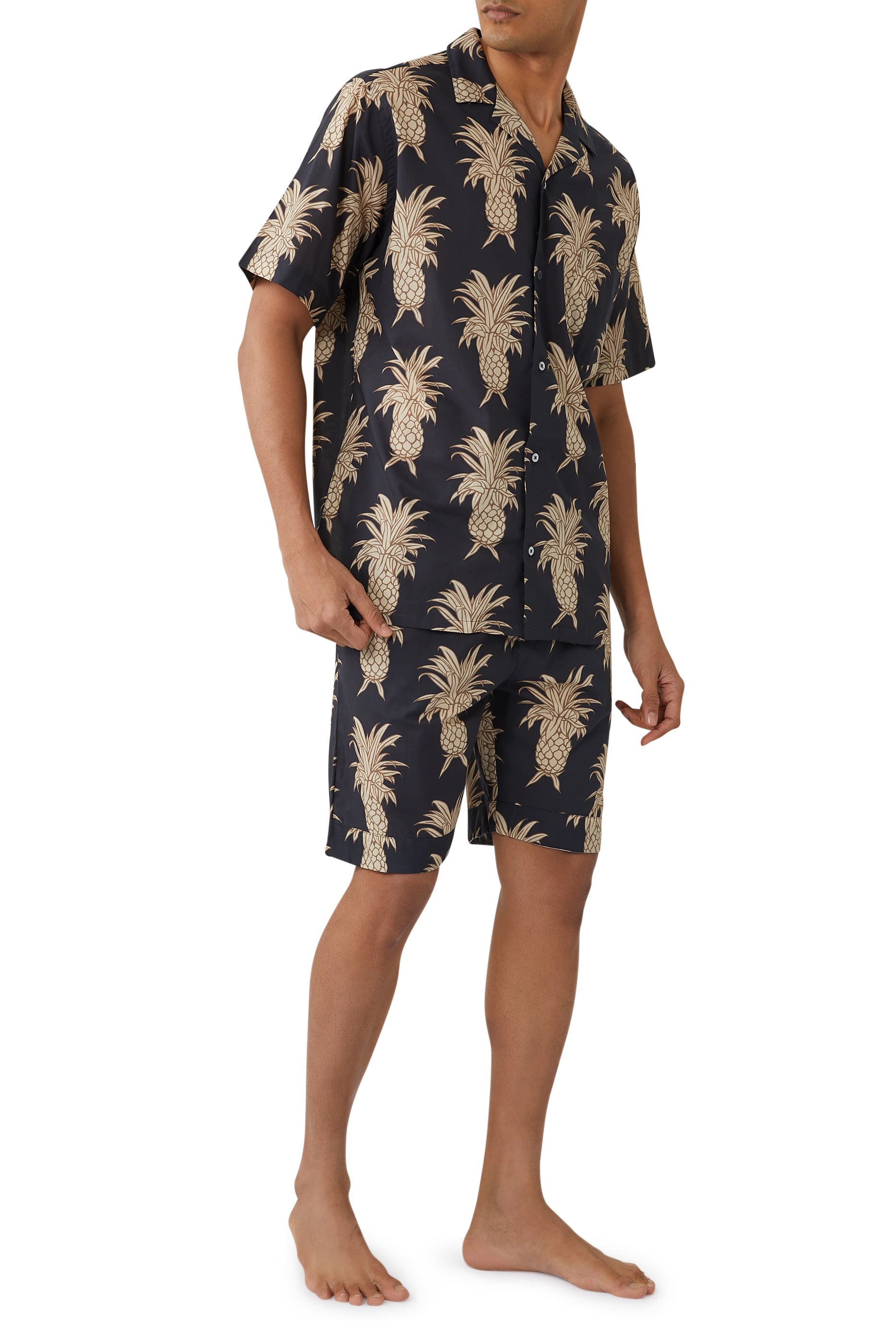 Cuban Pineapple Print Pajama Shirt
