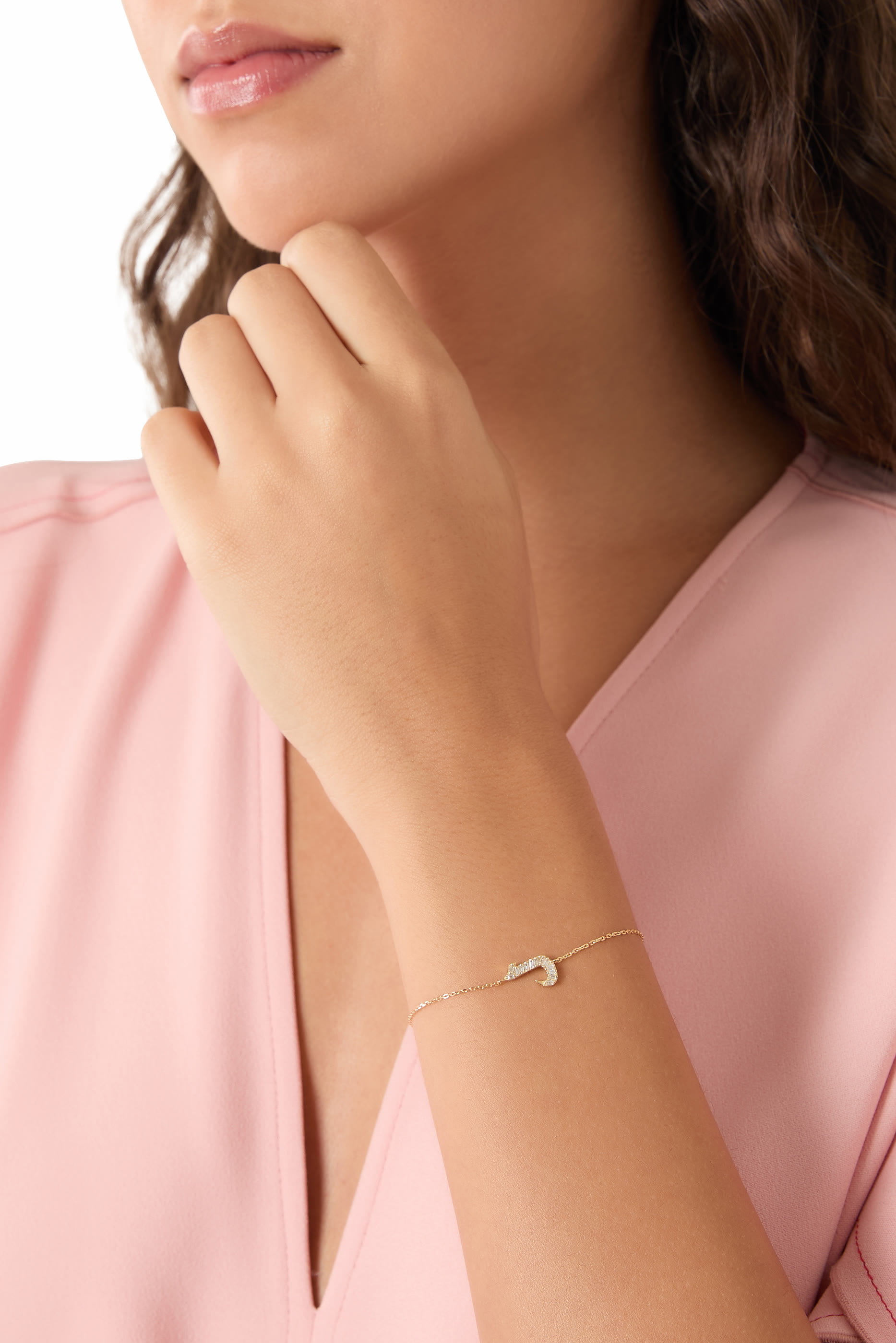 OULA - Letter Lam Bracelet, 18K Yellow Gold & Baguette Diamonds