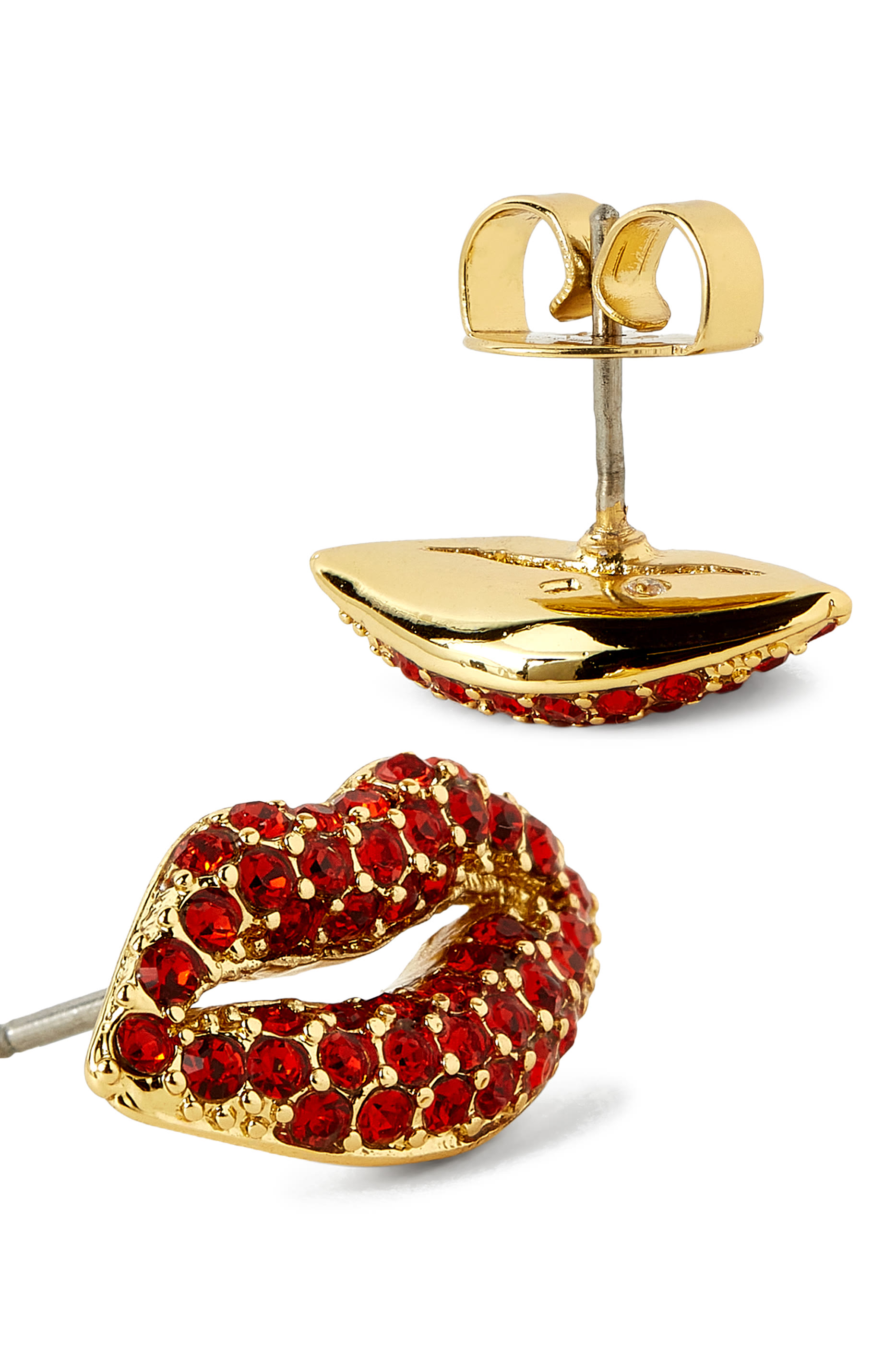 Hit The Town Lips Studs, Plated Metal & Cubic Zirconia