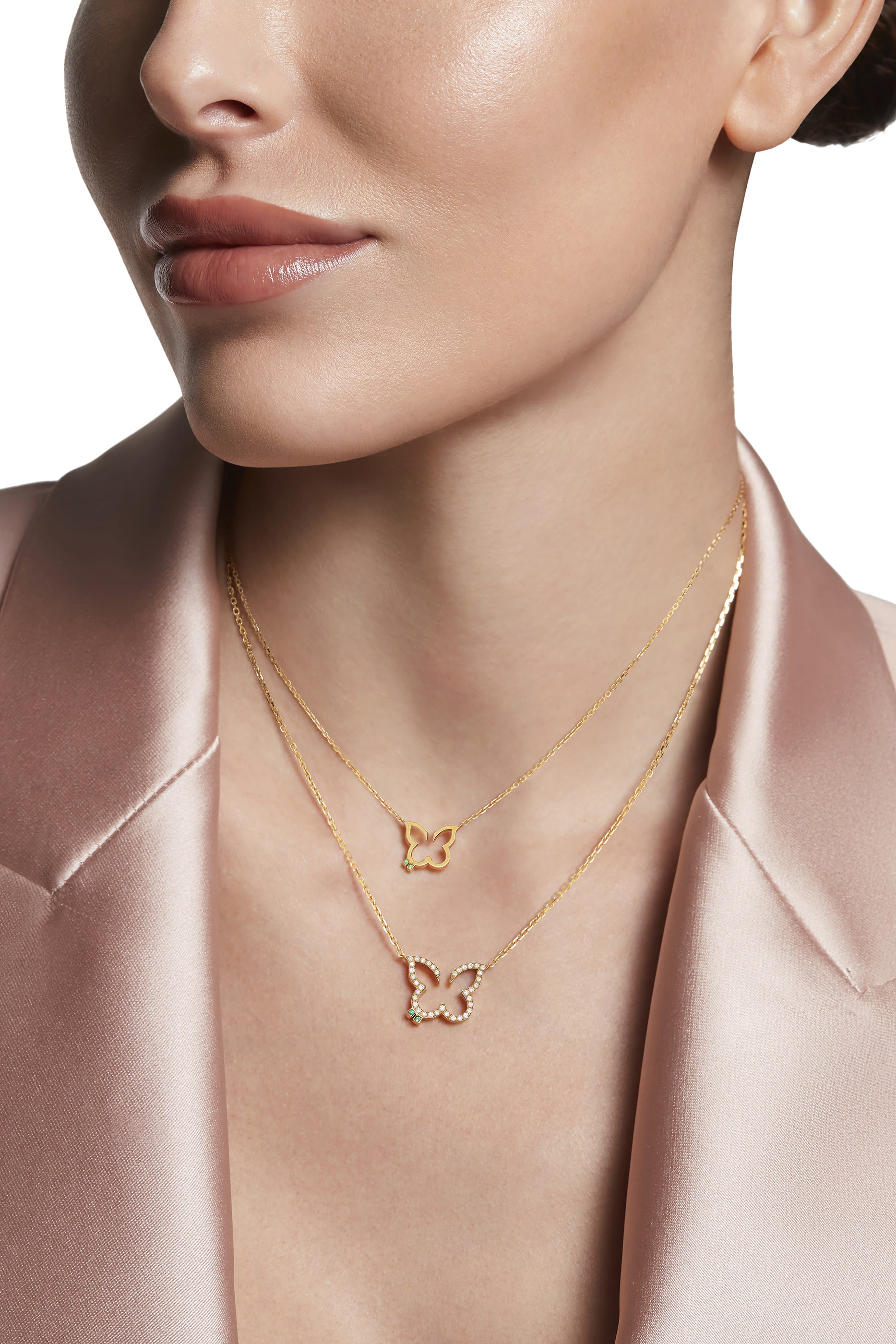 Hurriyah Butterfly Necklace, 18k Yellow Gold & Diamonds