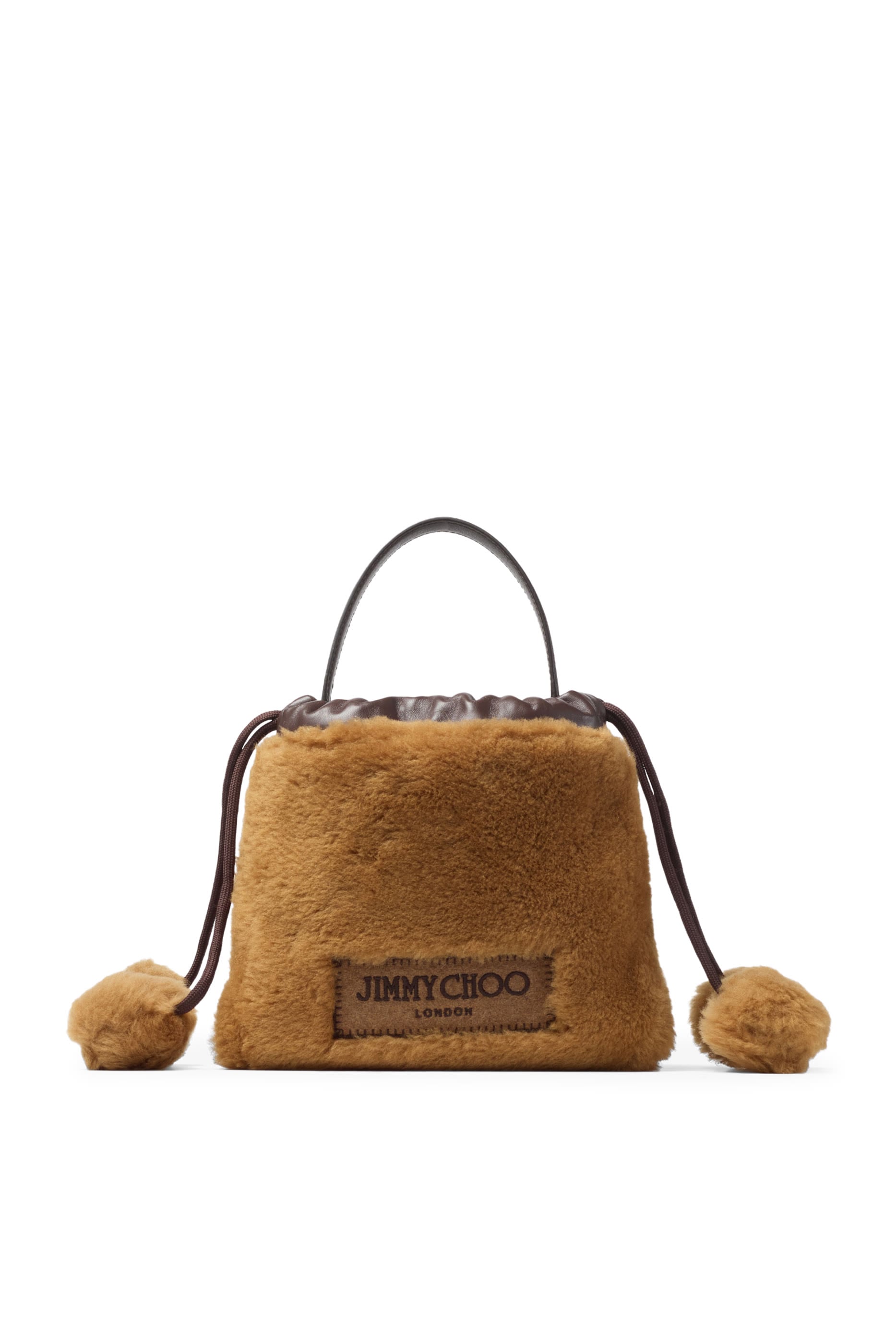 Logo Shearling Drawstring Pouch