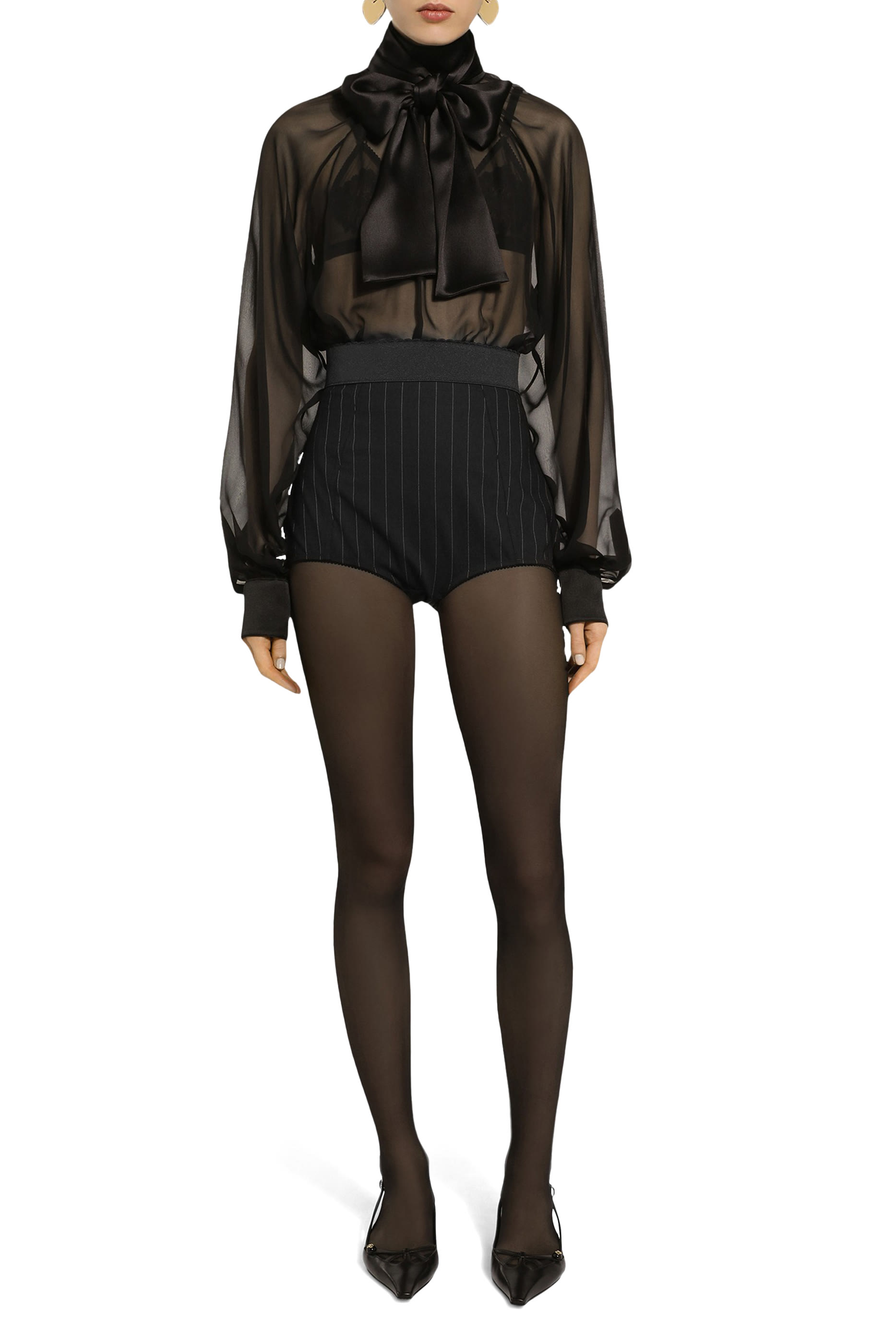 Pinstriped Wool-Blend Twill Panties