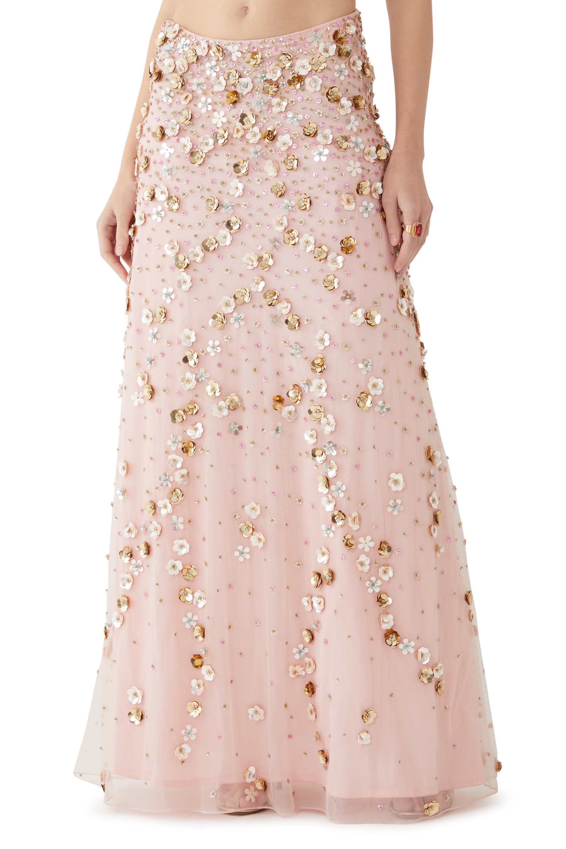 Inaya One Shoulder Train Drape Beaded Saree Gown