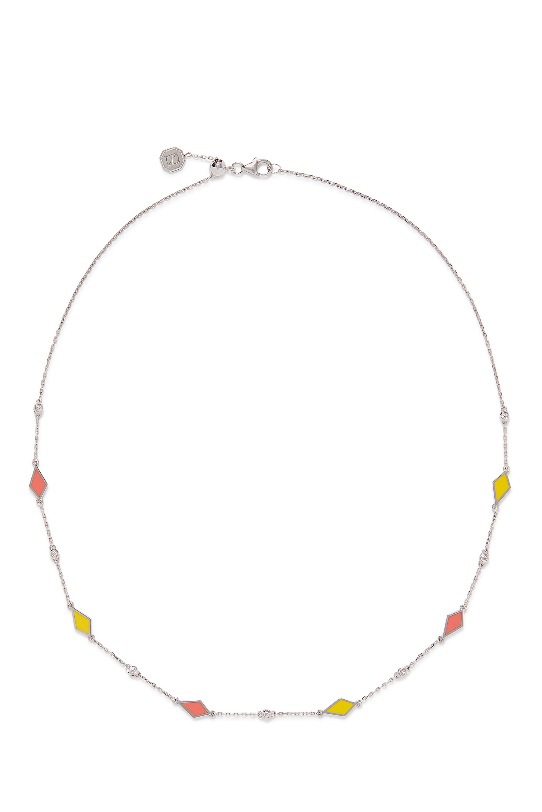 Mosaic Choker, 18K White Gold with Enamel & Diamonds