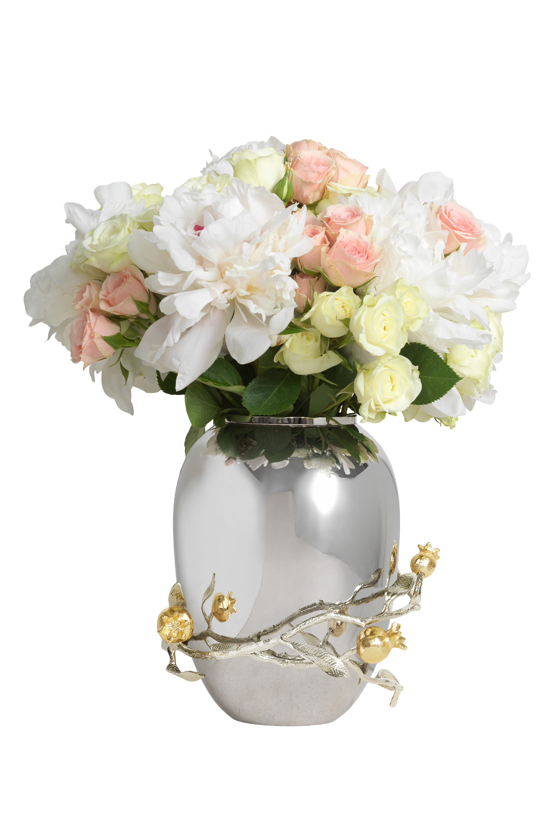 Pomegranate Silver & Gold Vase