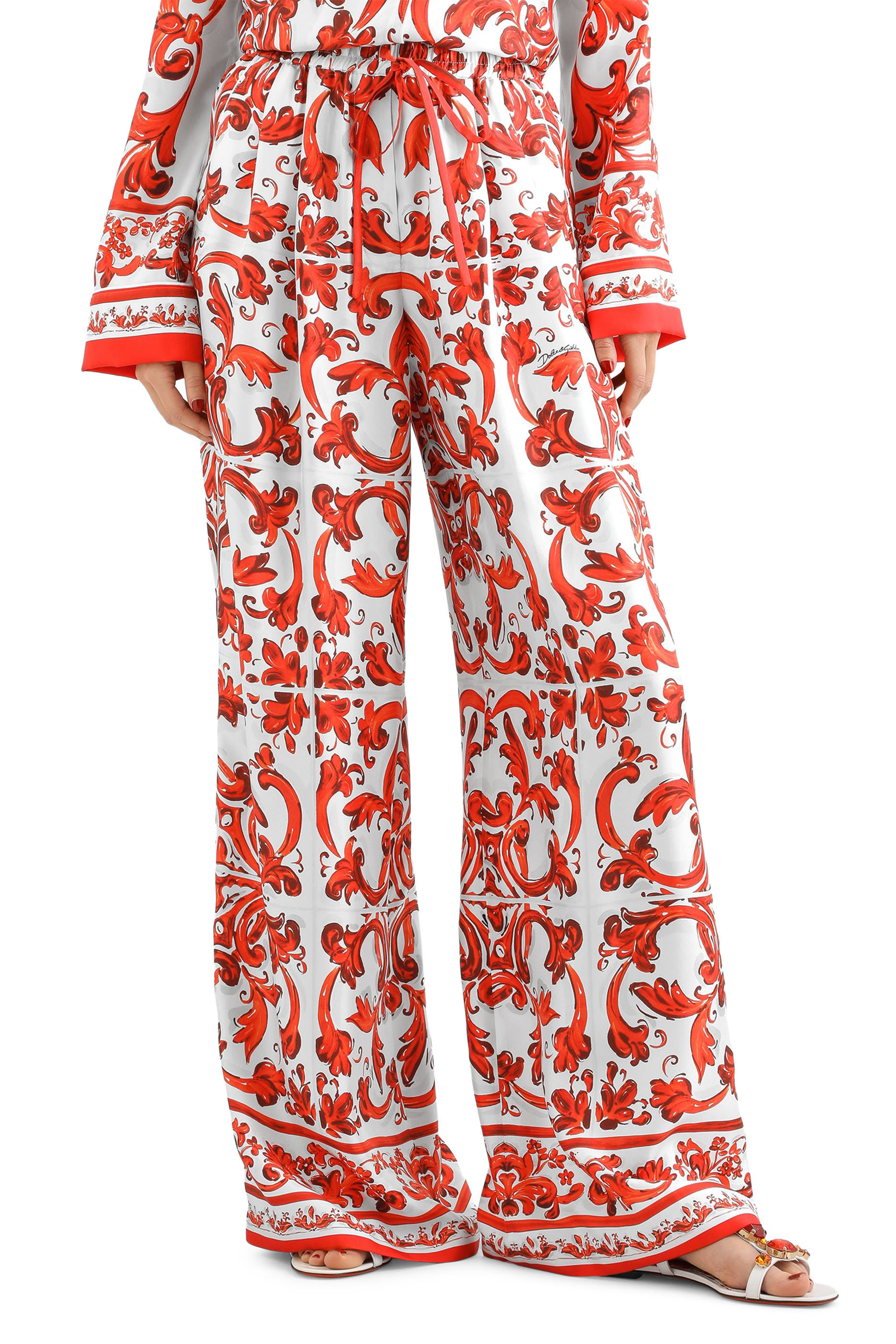 Majolica-Print Silk Twill Vanity Trousers