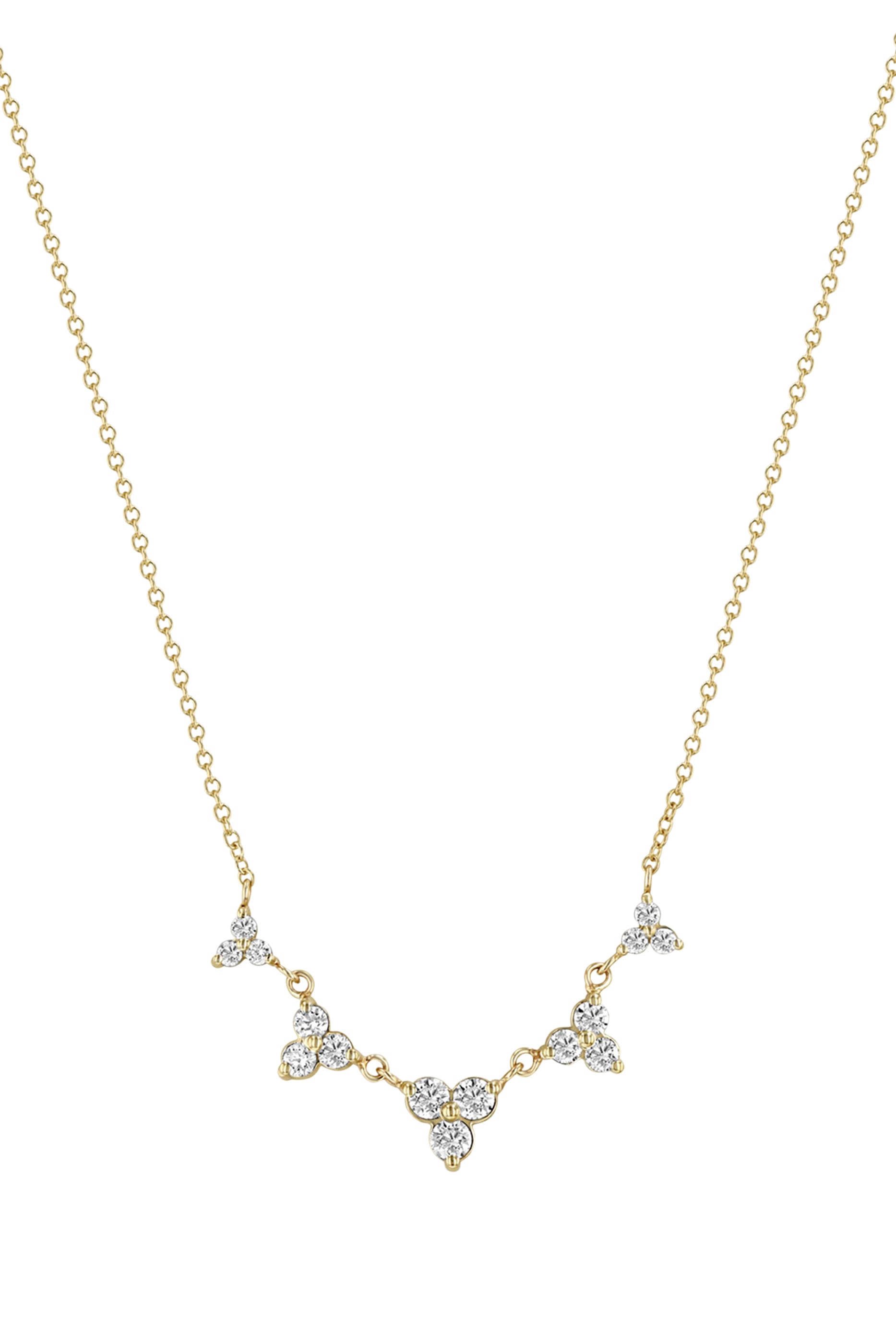 Linked Graduated Trio Necklace, 14k Yellow Gold & Diamonds