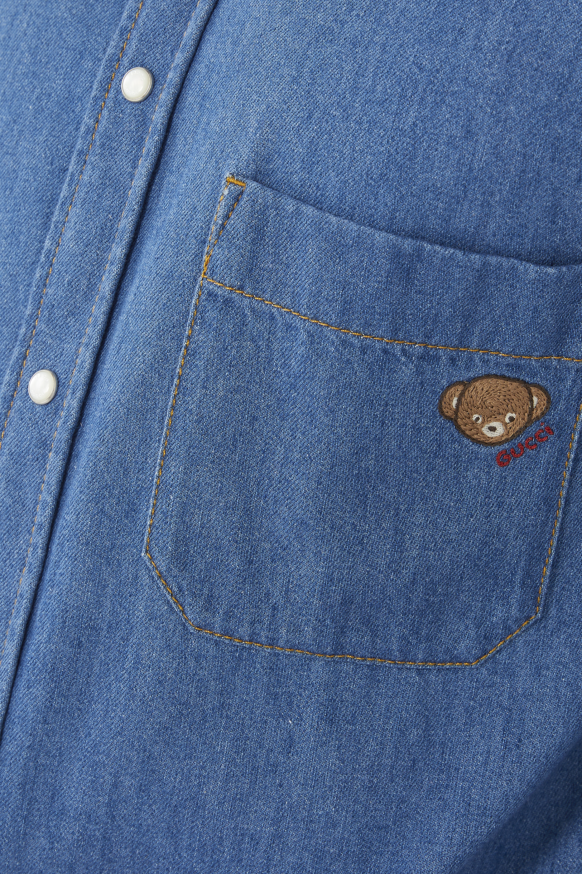 Bear Embroidery Denim Shirt